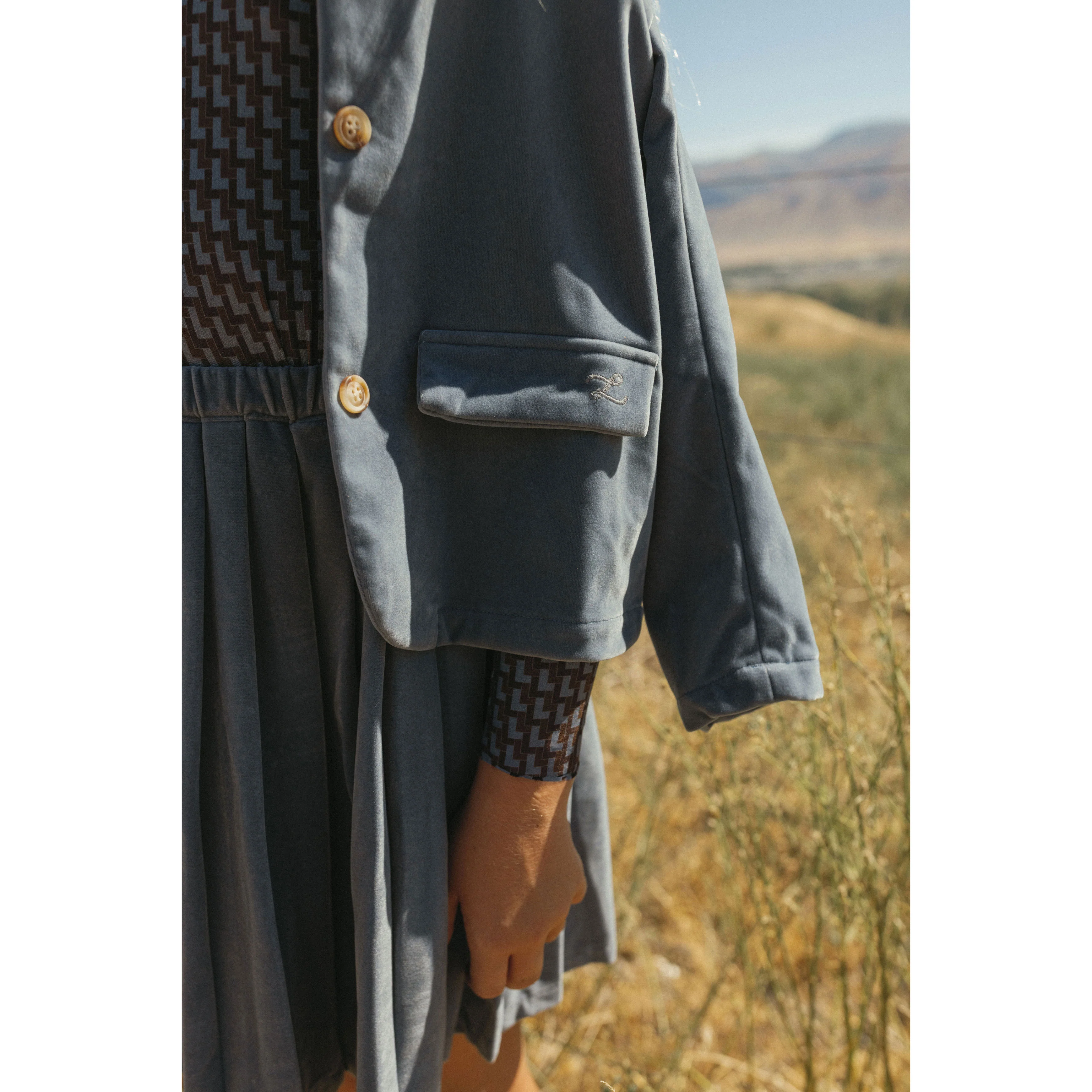 L by Ladida Blue Velvet Pleated Skirt - Image 3