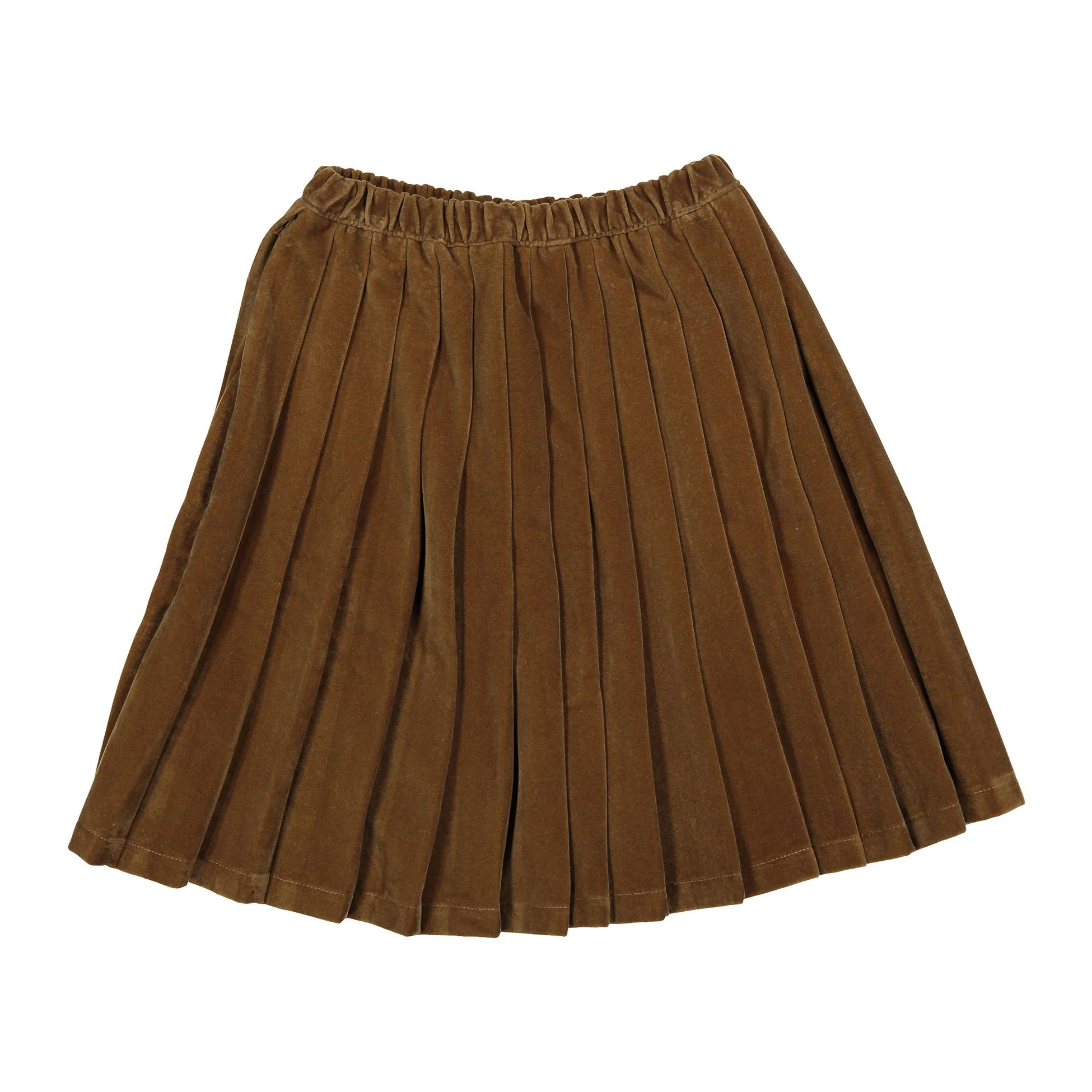 L by Ladida Brown Velvet Pleated Skirt