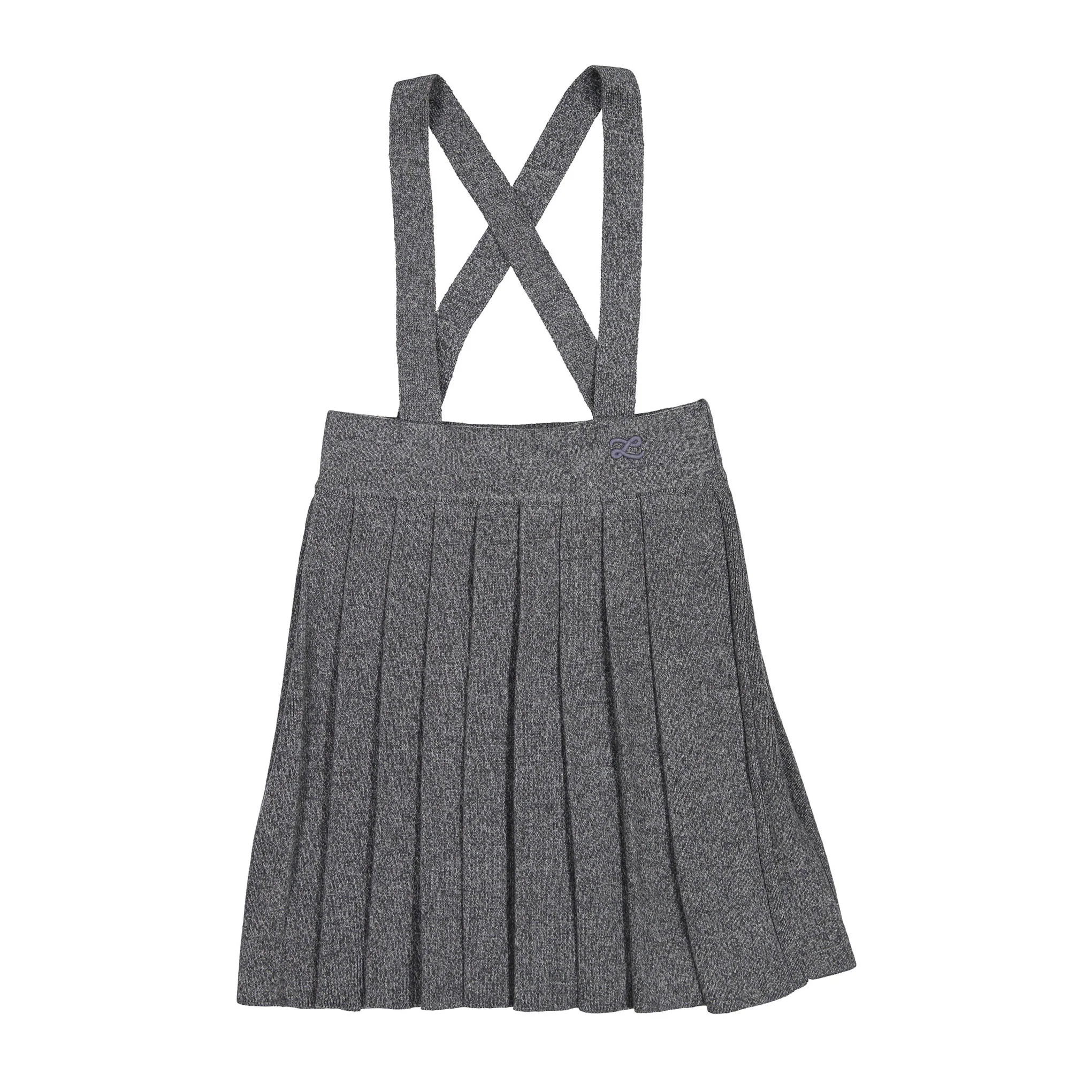L by Ladida Charcoal Marl Knit Straps Pleated Skirt