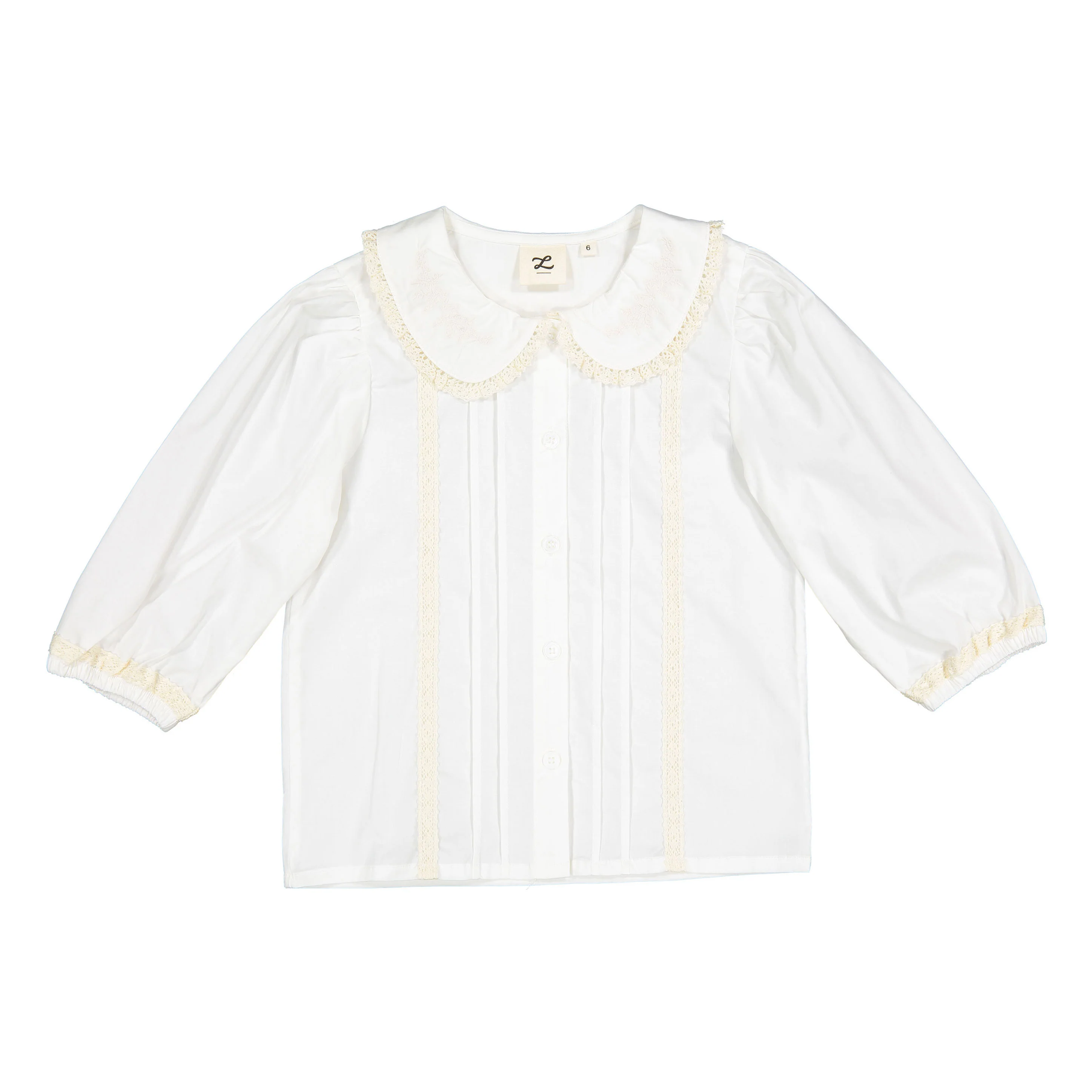 L by Ladida Cream 3/4 Sleeve Lace Blouse