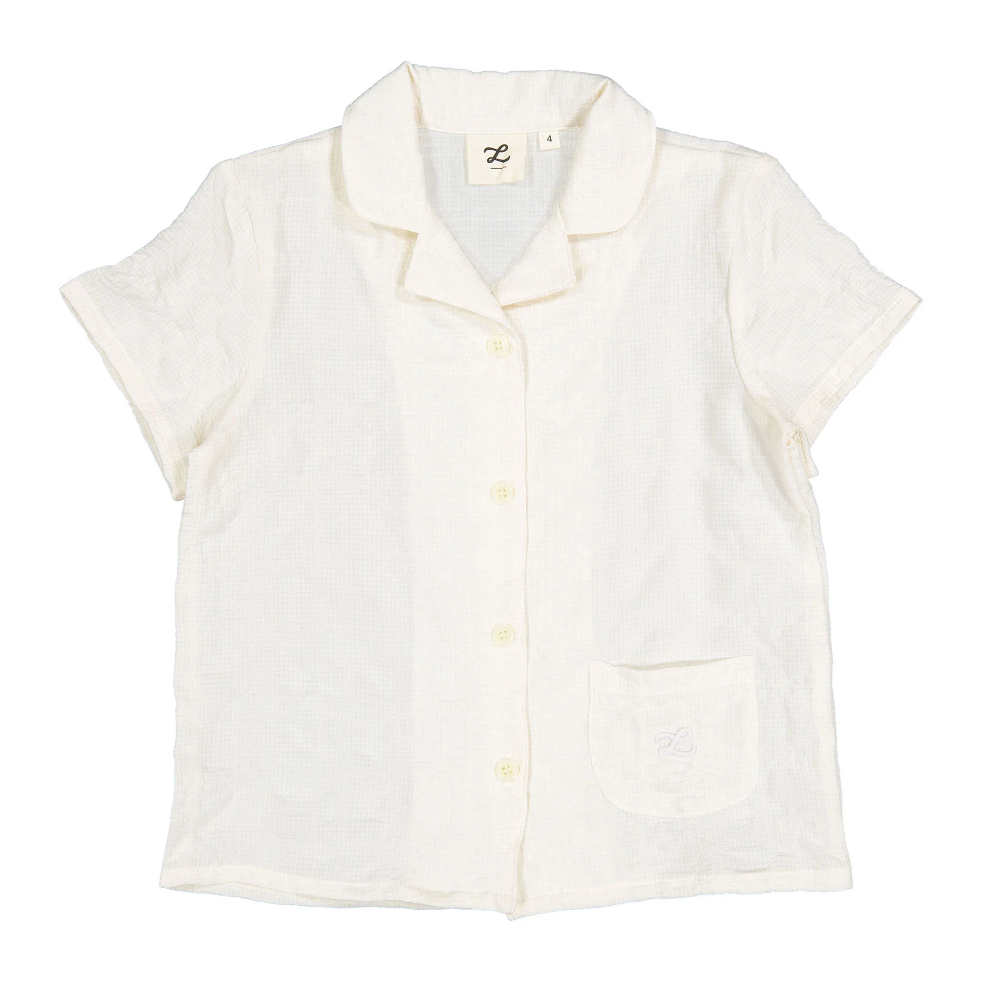 L by Ladida Cream Gingham Grandpa Shirt