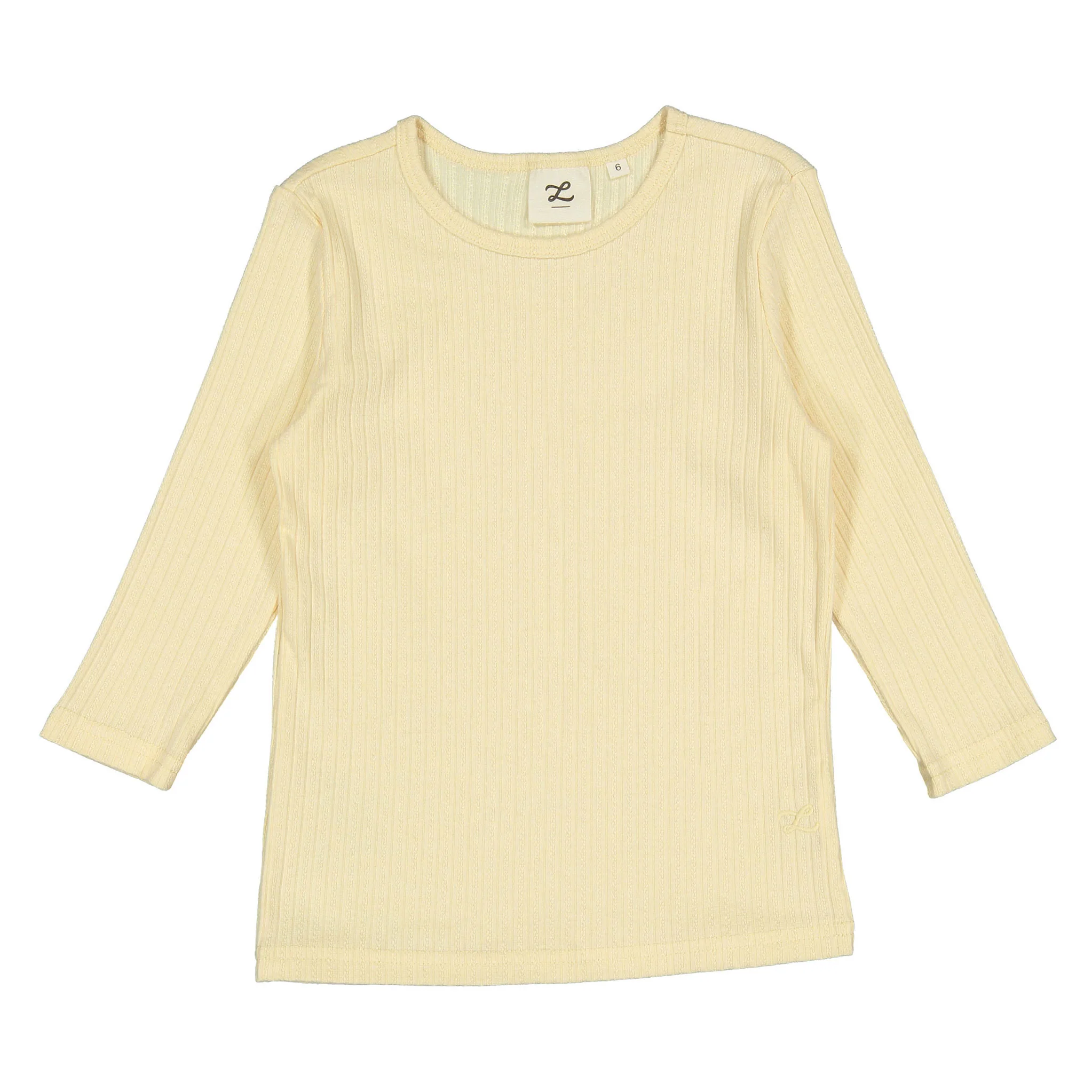 L by Ladida Yellow Pointelle 3/4 Sleeve Tee