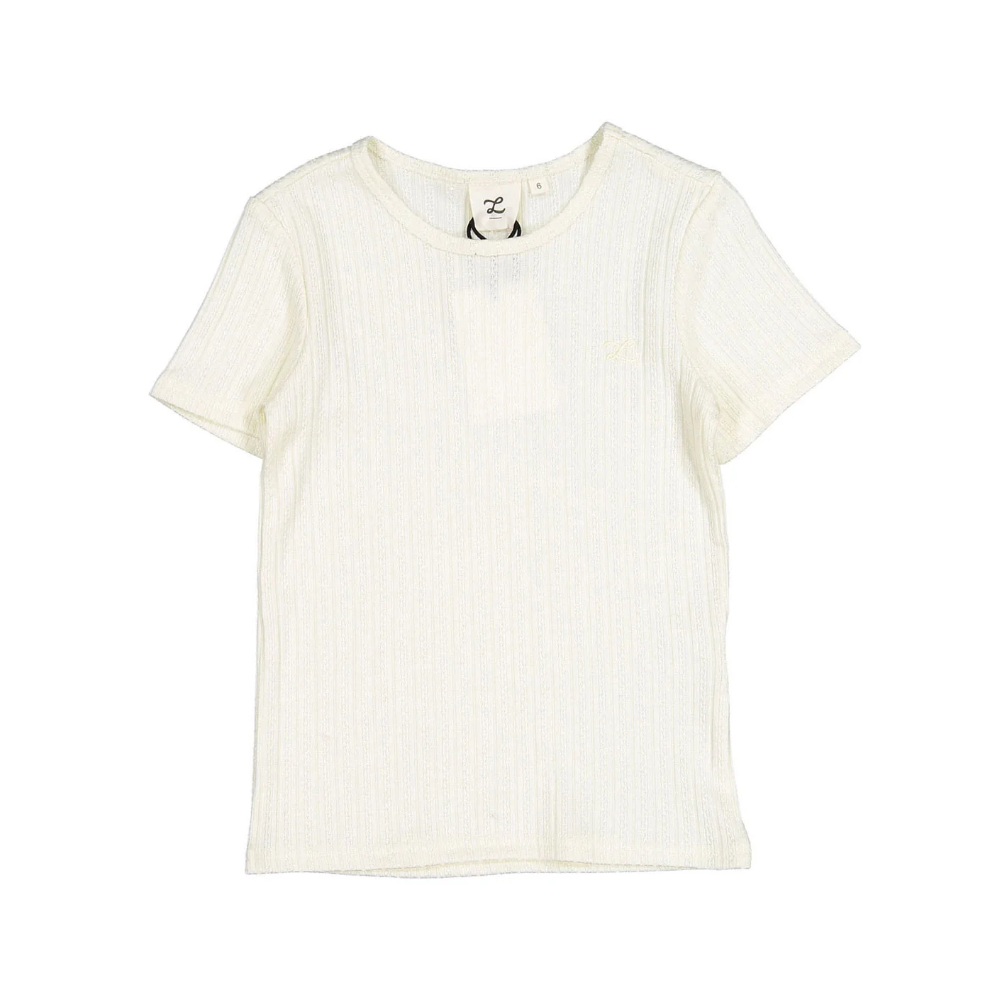 L by Ladida Cream Pointelle Short Sleeve Tee