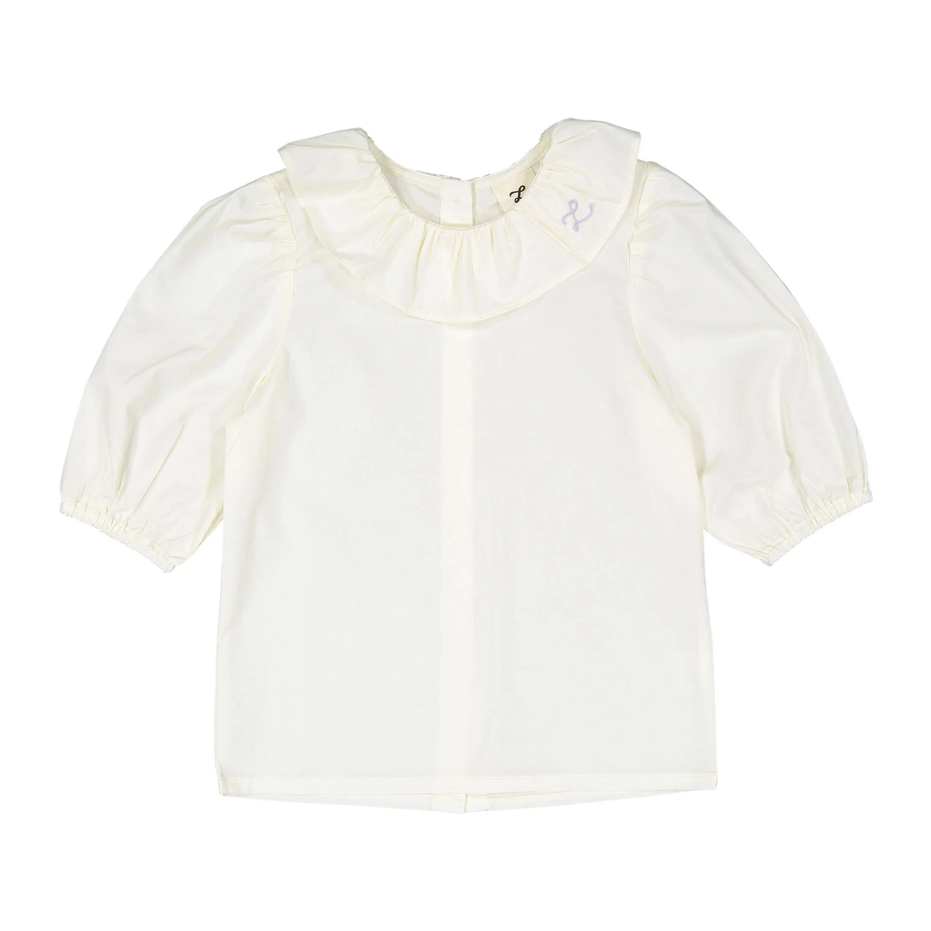 L by Ladida Cream Ruffle Collar 3/4 Sleeve Blouse