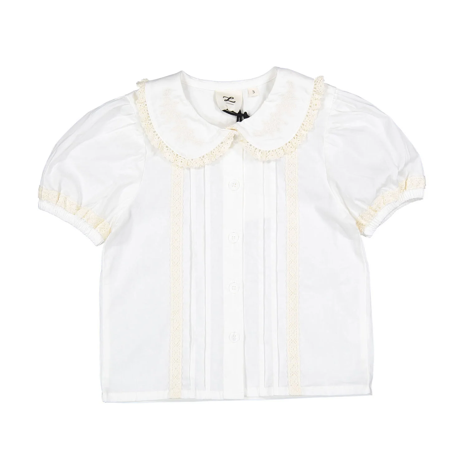 L by Ladida Cream Short Sleeve Lace Blouse