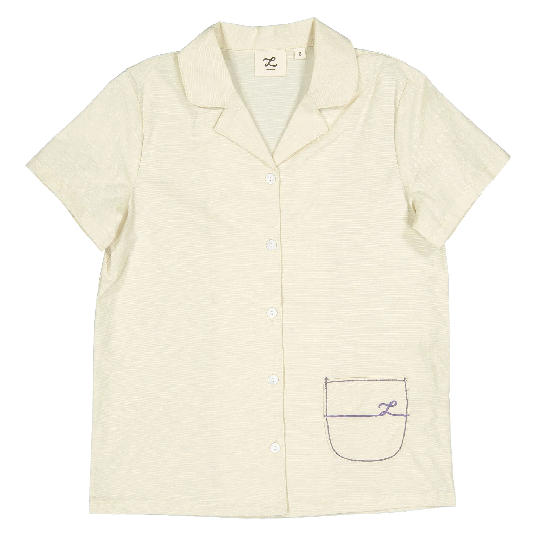 L by Ladida Cream Stiched Grandpa Shirt