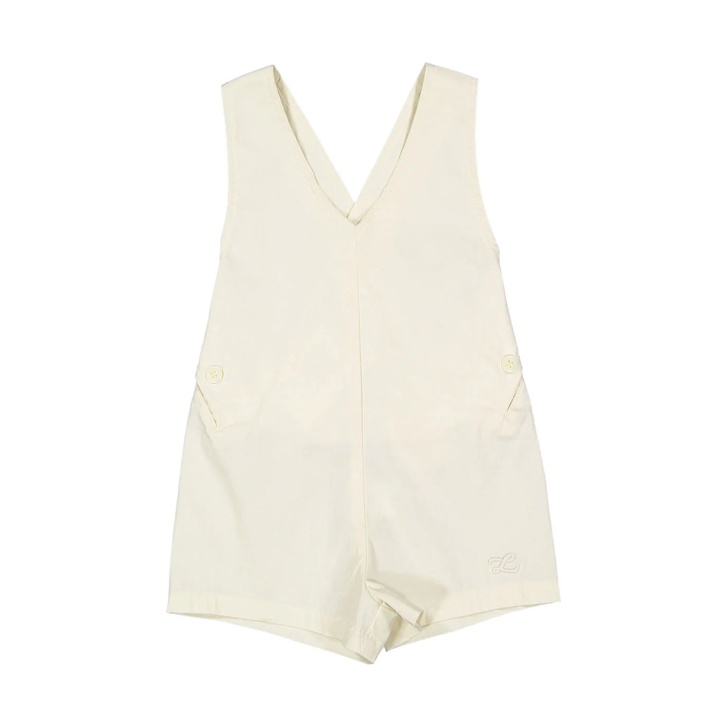 L by Ladida Cream V Button Romper