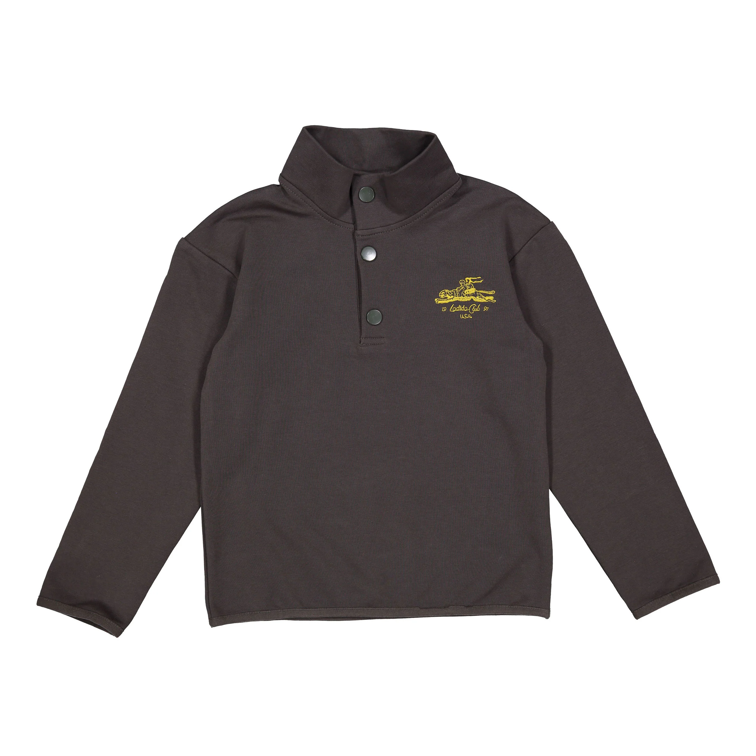 L by Ladida Dark Grey Running Cheetah Button Sweatshirt