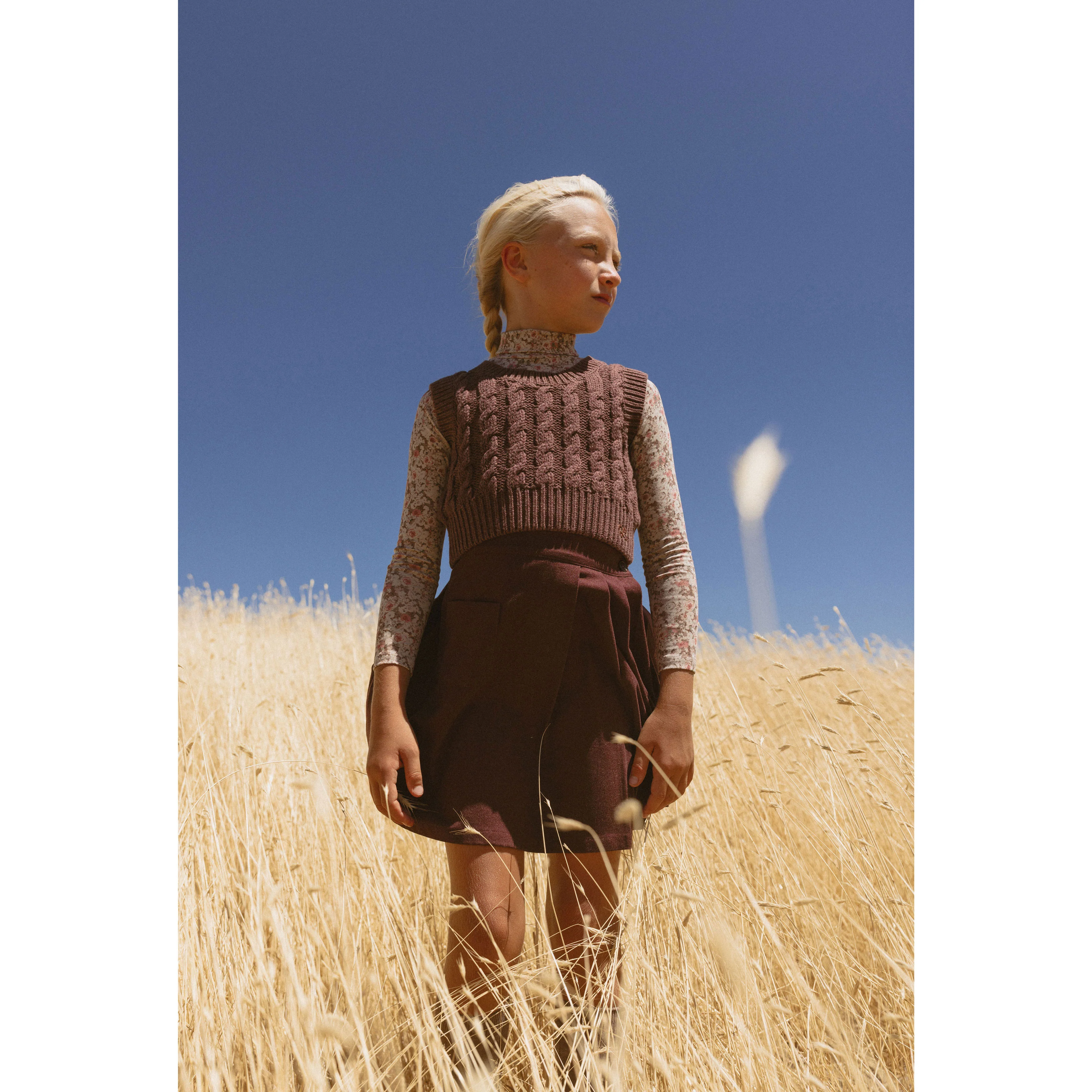 L by Ladida Eggplant Wool Pleated Skirt - Image 2