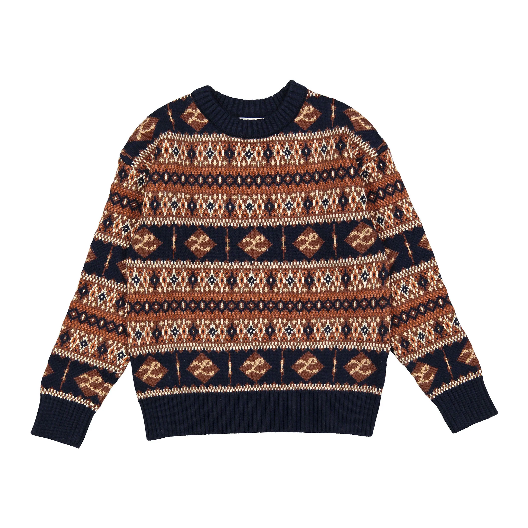 L by Ladida Fair Isle Logo Printed Sweater