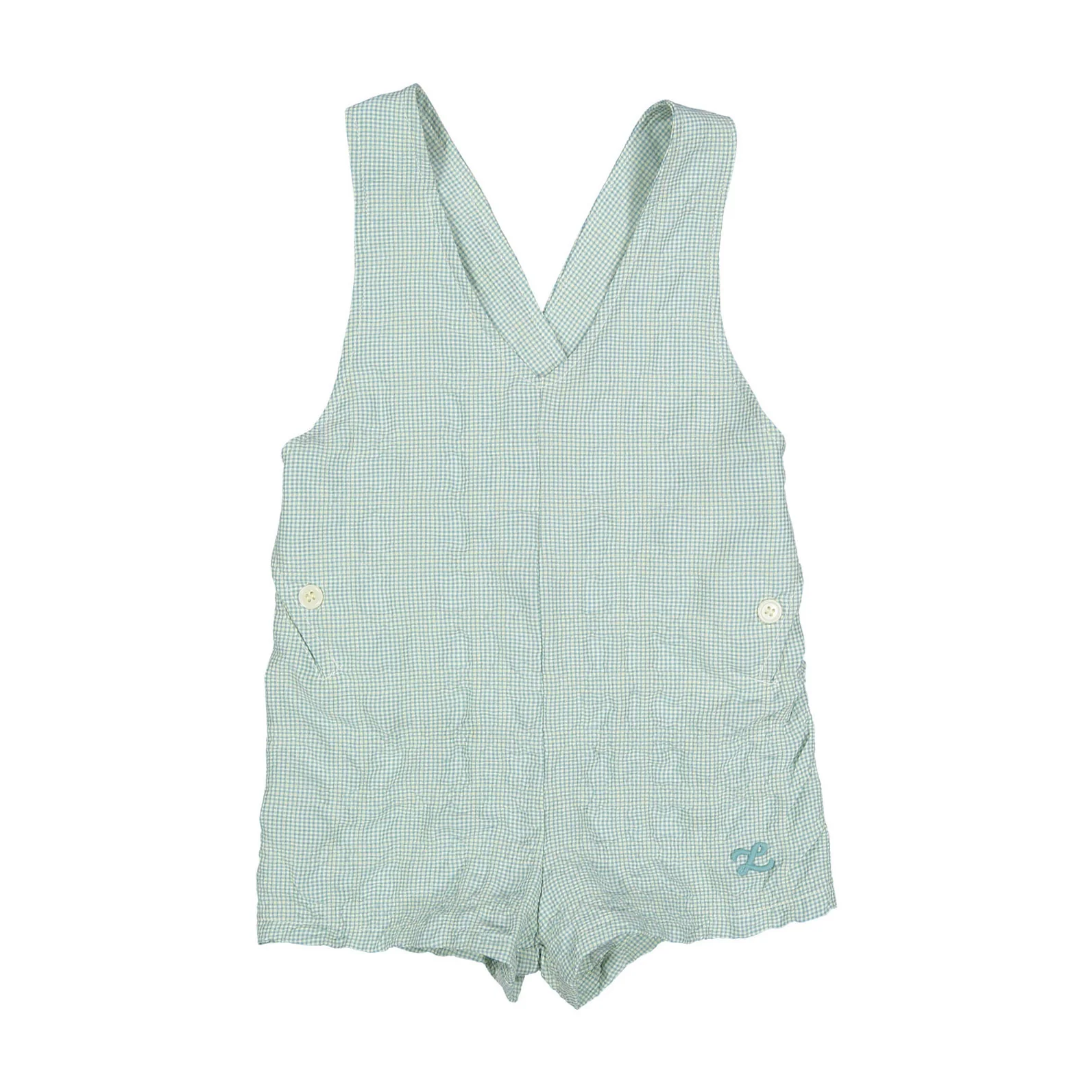 L by Ladida Fern Gingham V Button Romper
