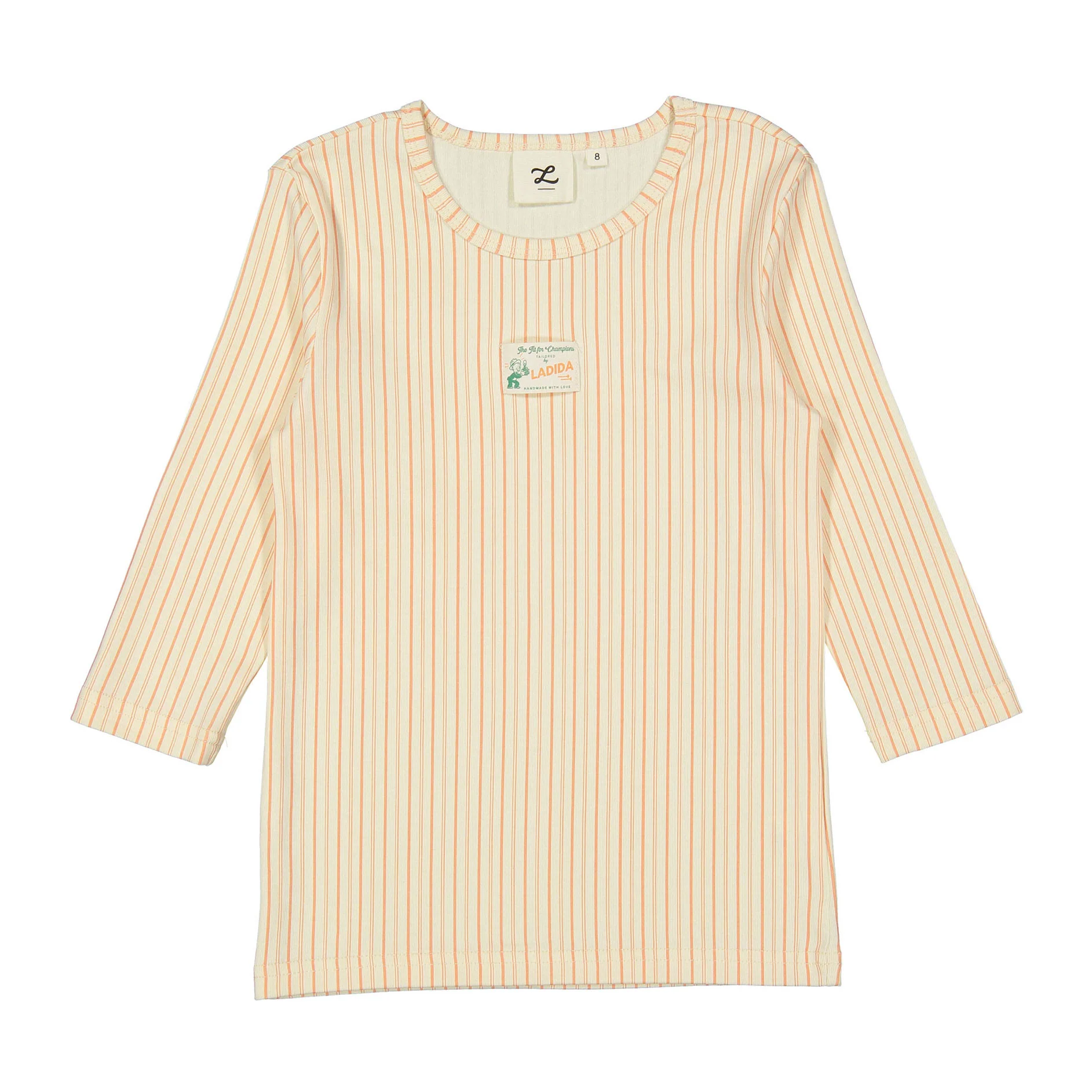 L by Ladida Funday Orange Striped 3/4 Sleeve Tee