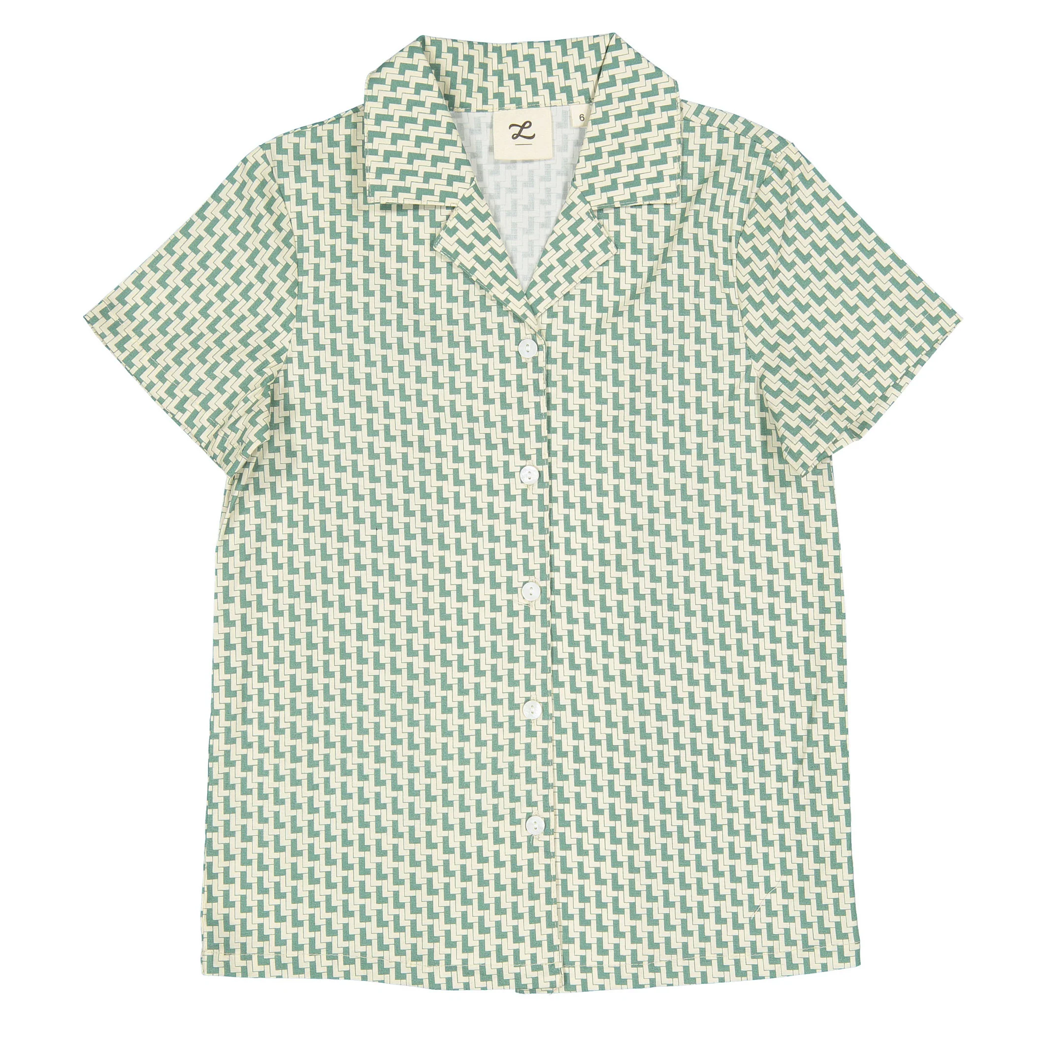 L by Ladida Green Logo Printed Grandpa Shirt