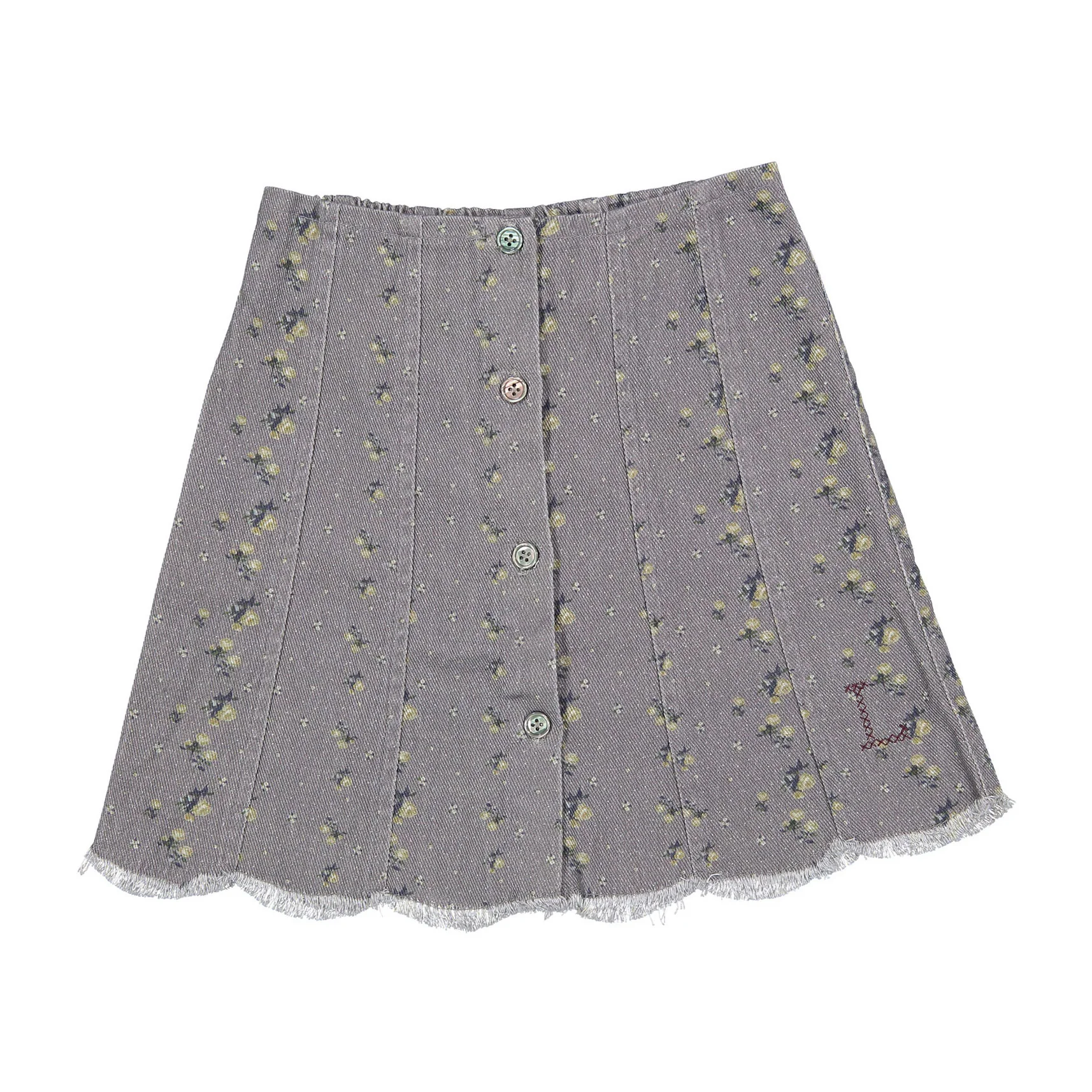 L by Ladida Grey Floral Denim Skirt