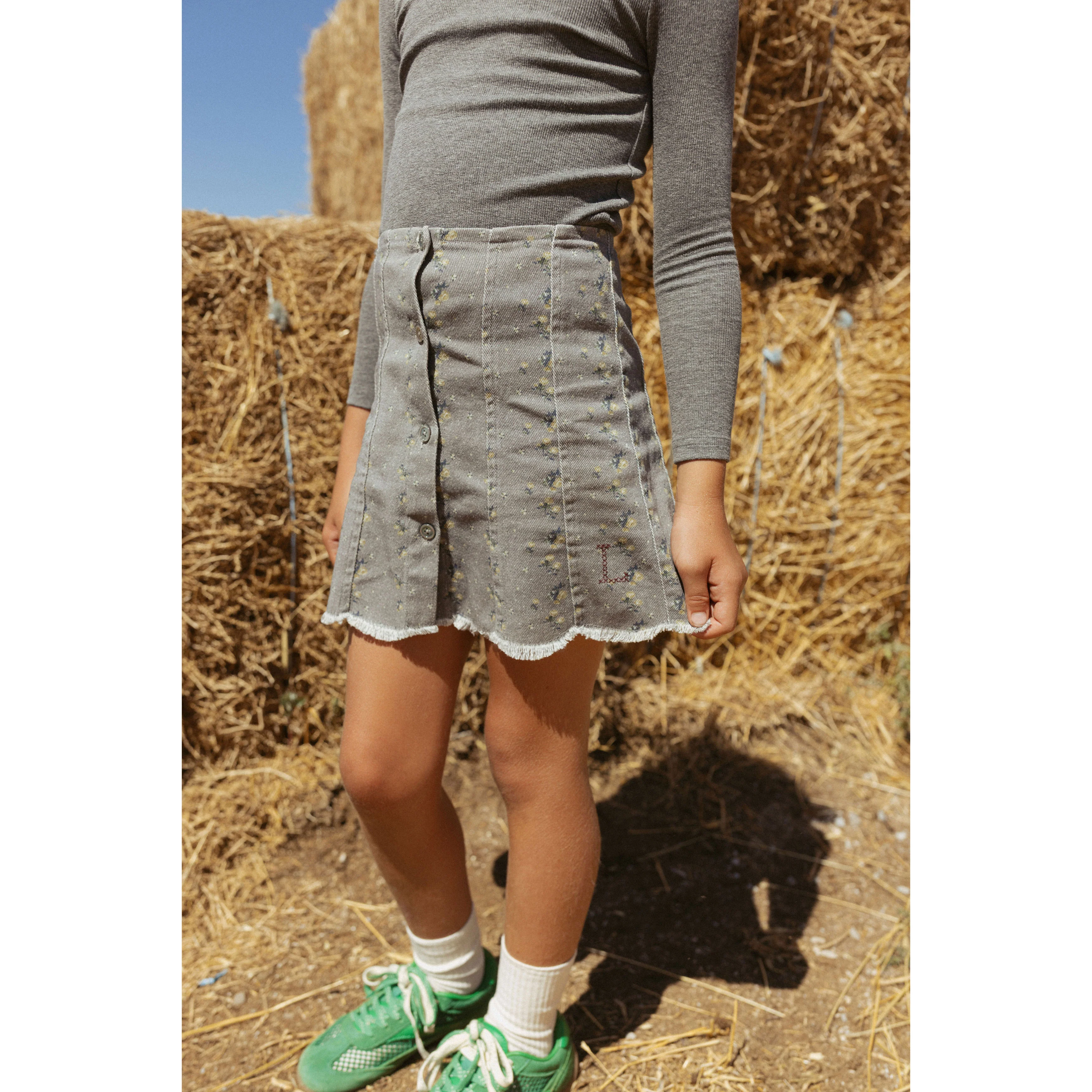 L by Ladida Grey Floral Denim Skirt - Image 3