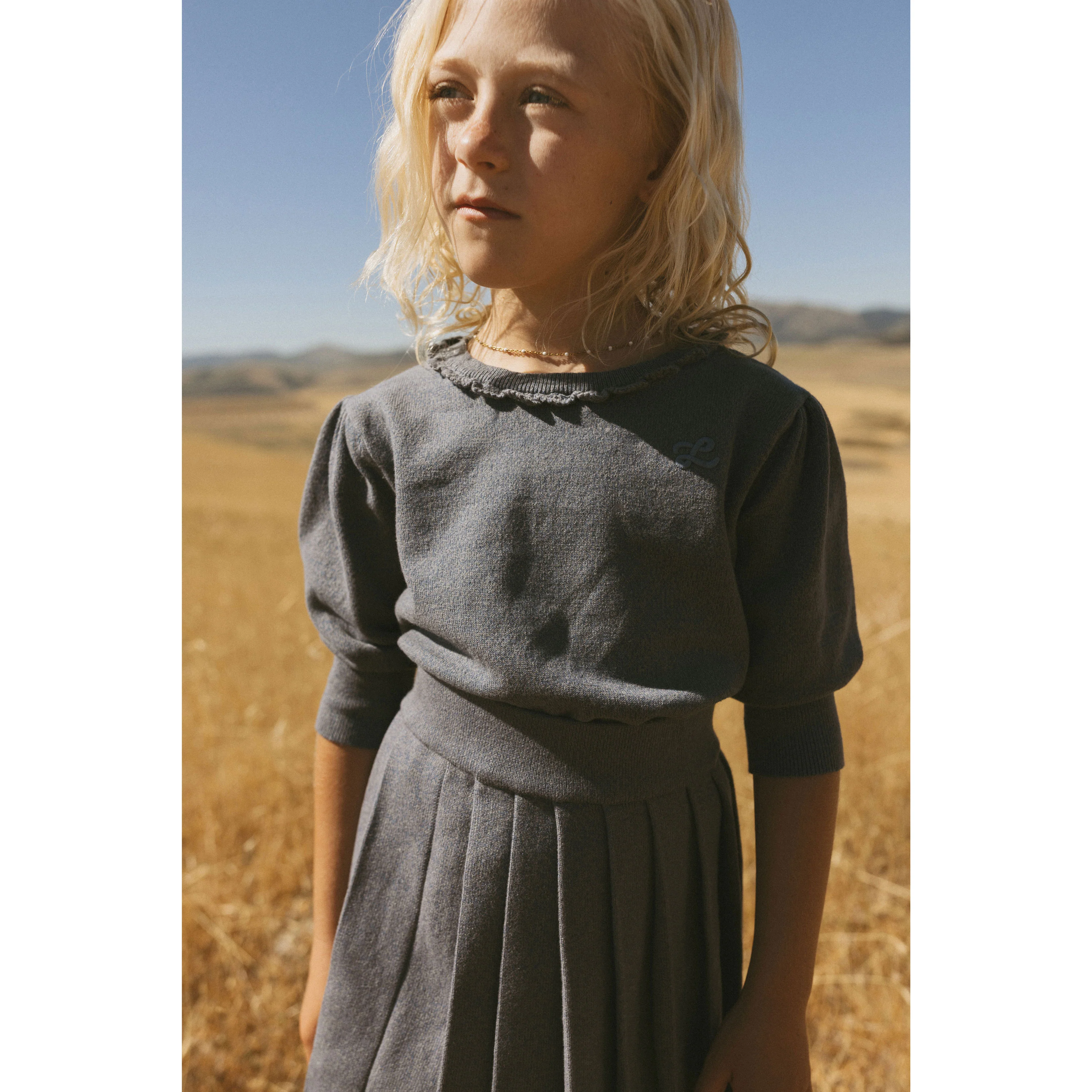 L by Ladida Greyish Blue Knit Pleated Skirt - Image 3