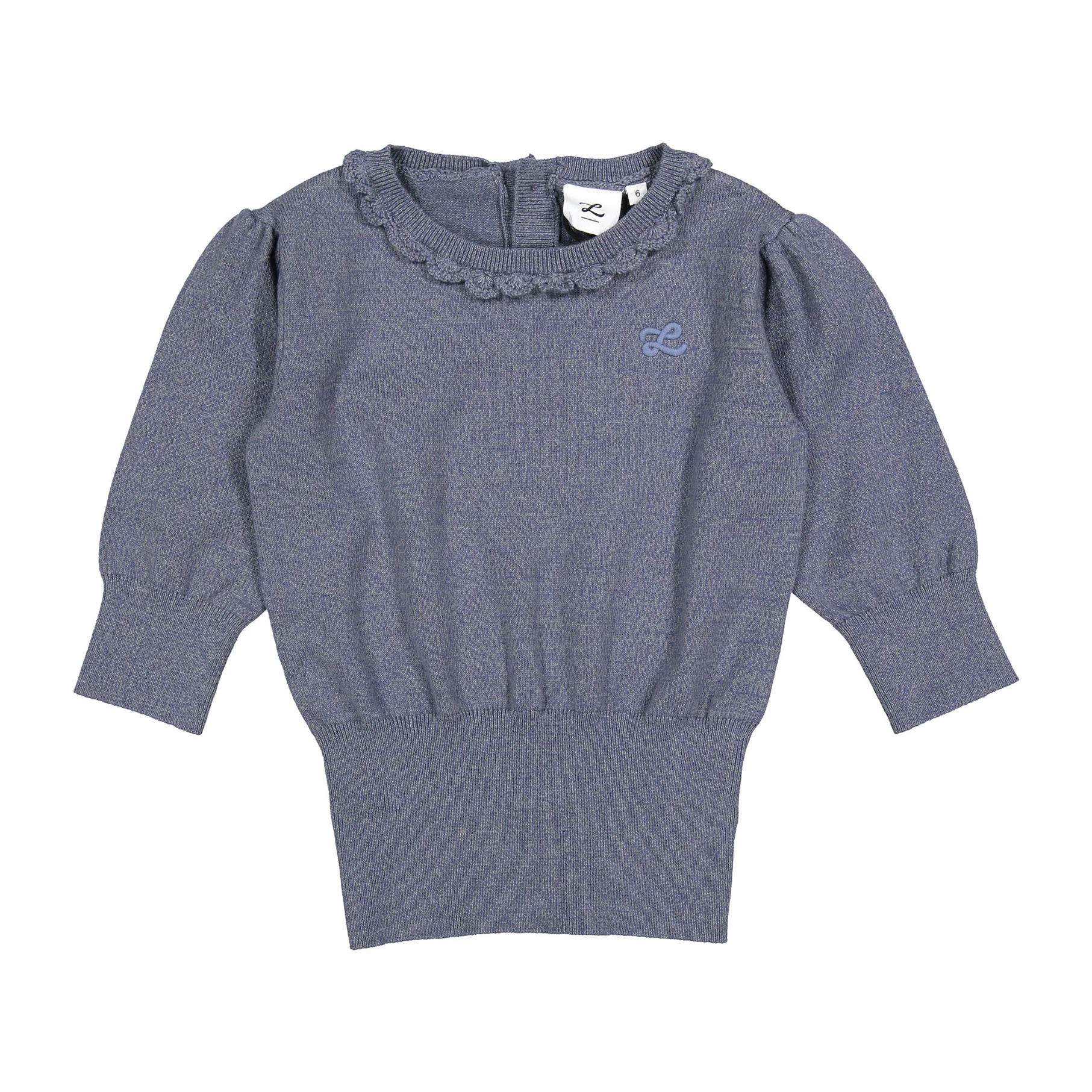 L by Ladida Greyish Blue Ruffle Neck Sweater