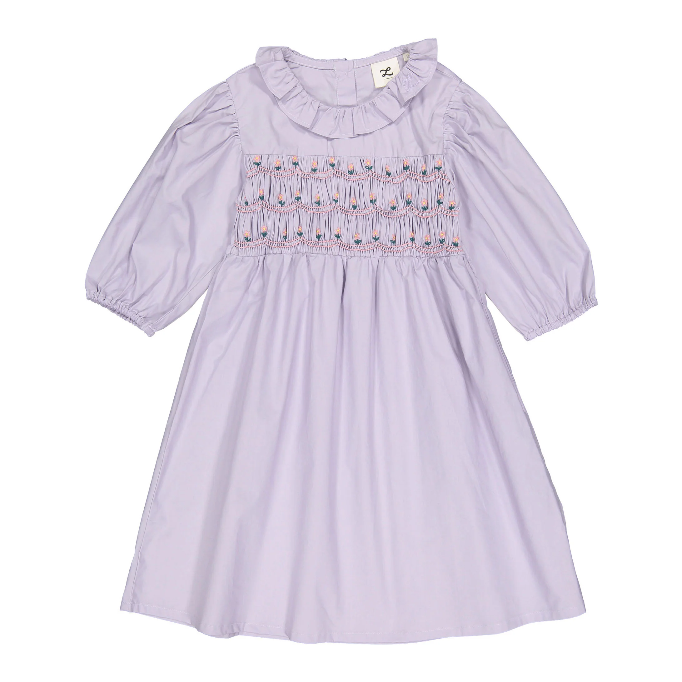 L by Ladida Lavendar Embroidered 3/4 Sleeve Dress