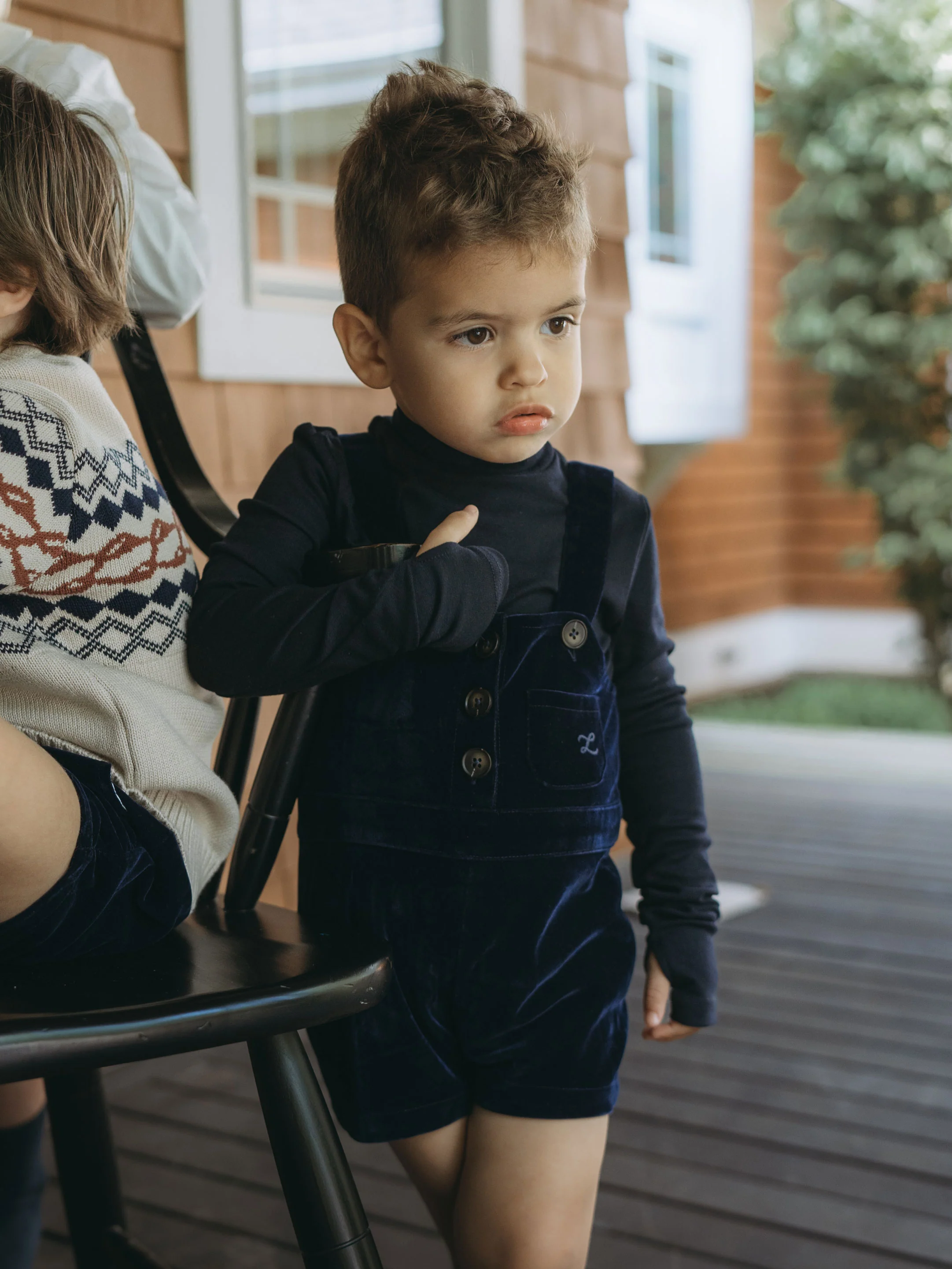L by Ladida Navy Velvet Short Overalls - Image 3