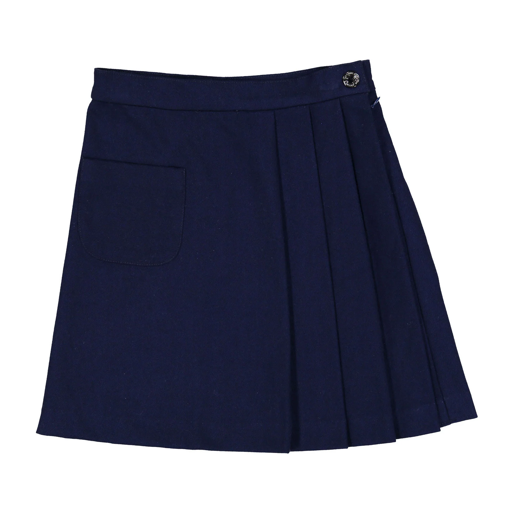 L by Ladida Navy Wool Wap Pleated Skirt