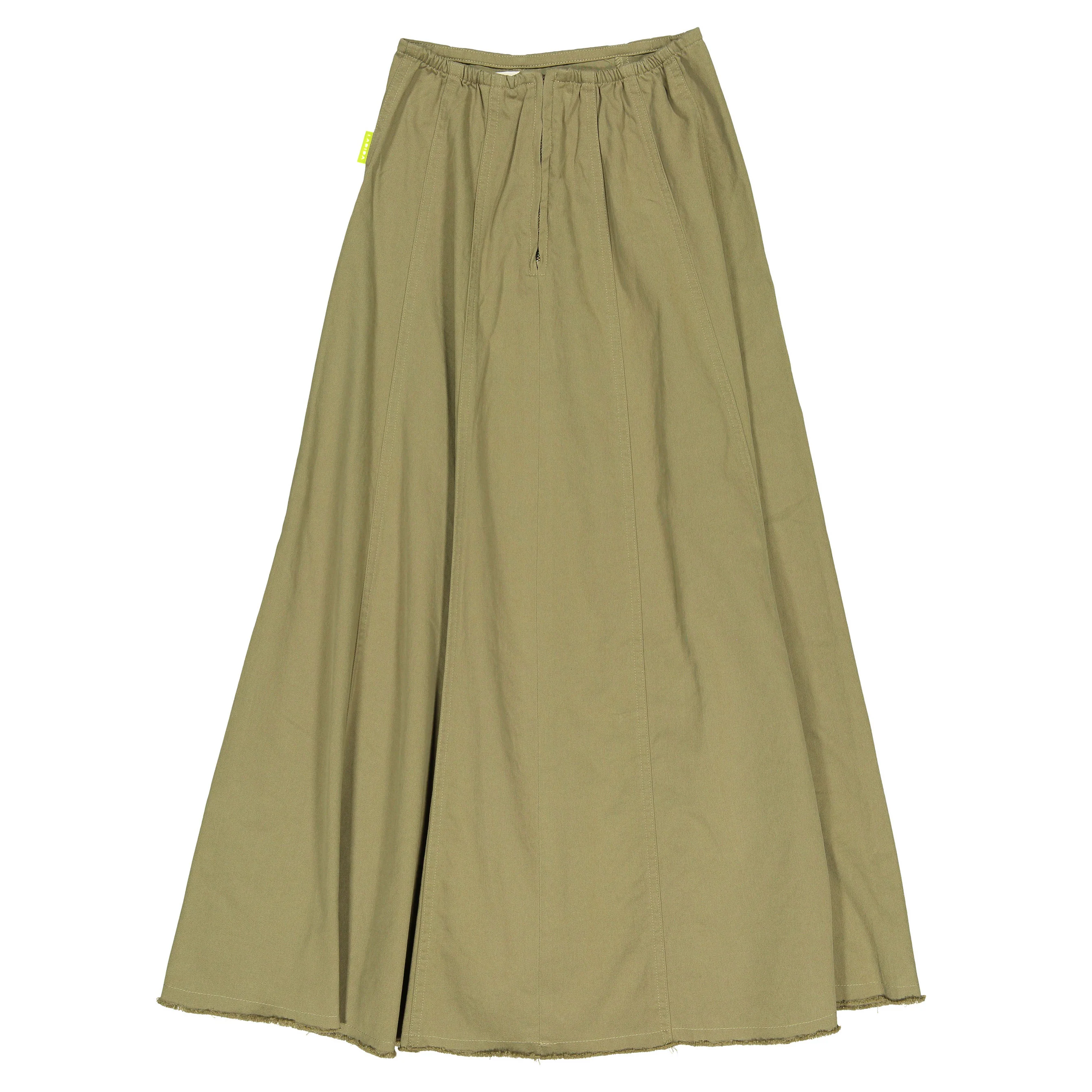 L by Ladida Olive Denim Paneled Maxi Skirt