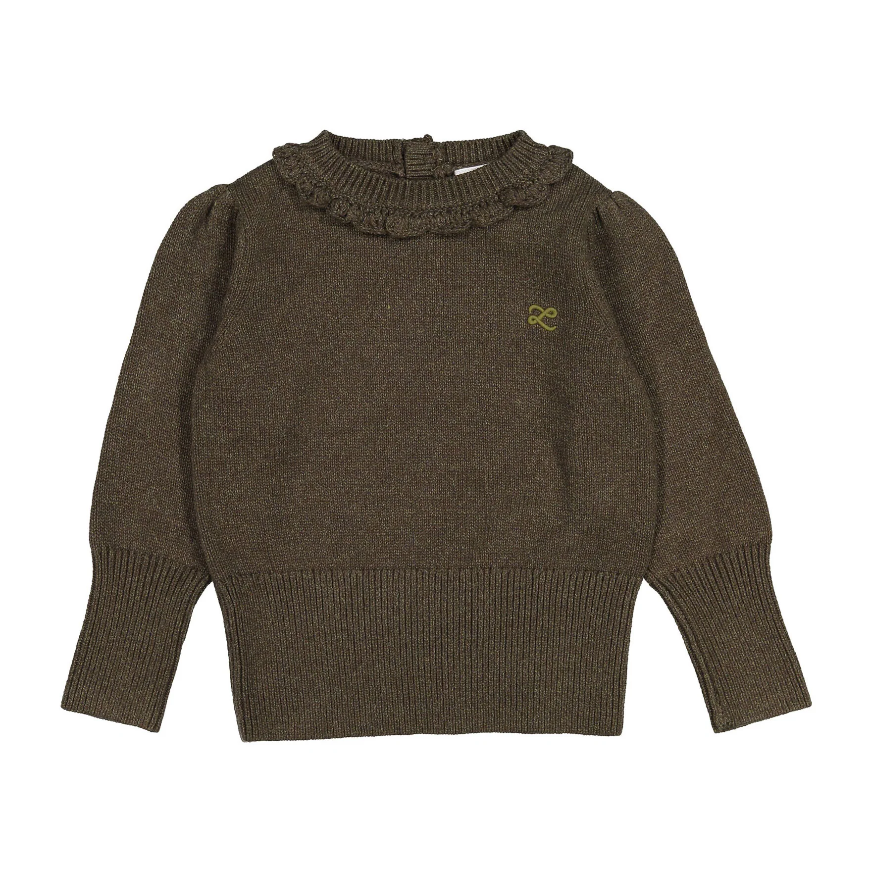 L by Ladida Olive Marl Scalloped Sweater