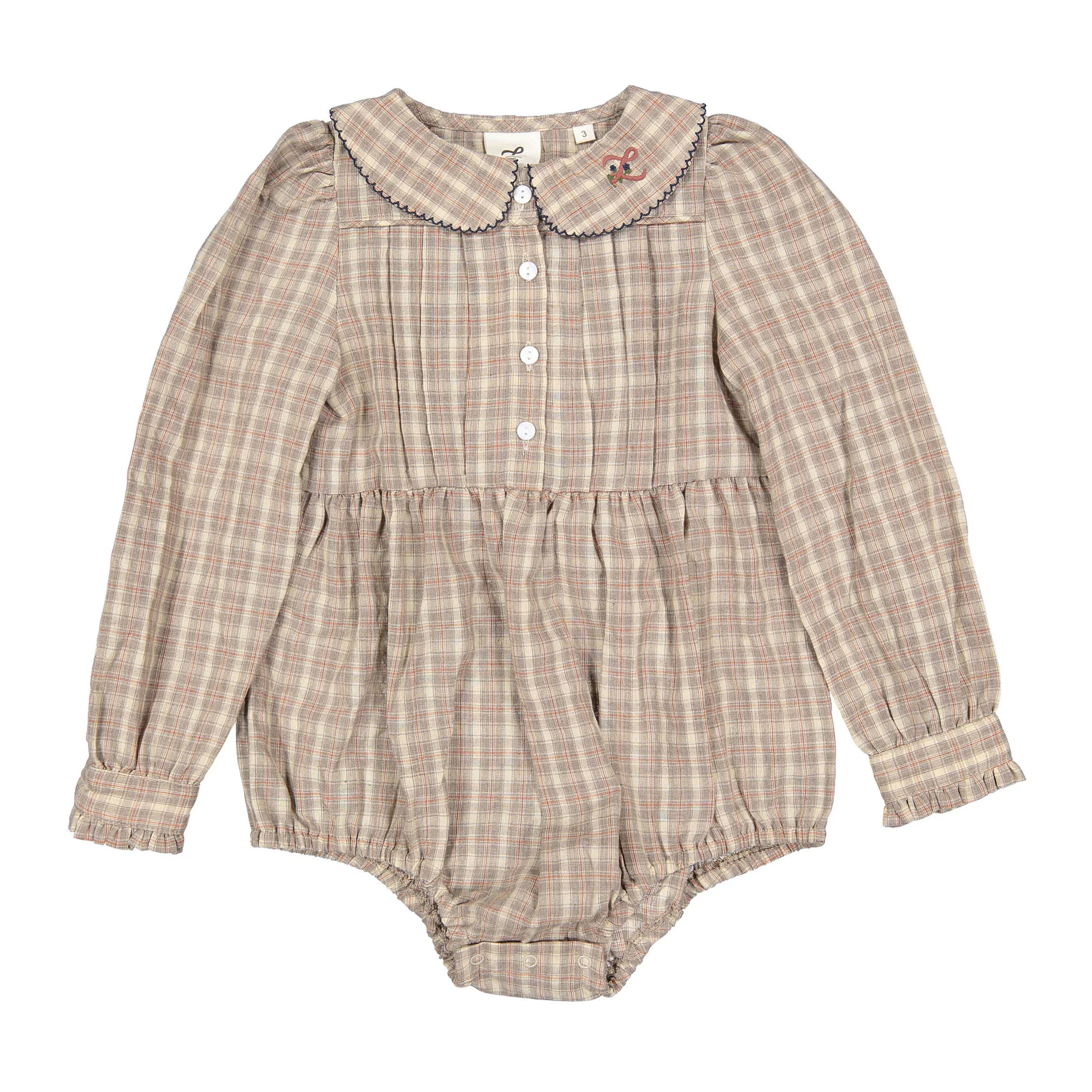 L by Ladida Taupe Plaid Romper