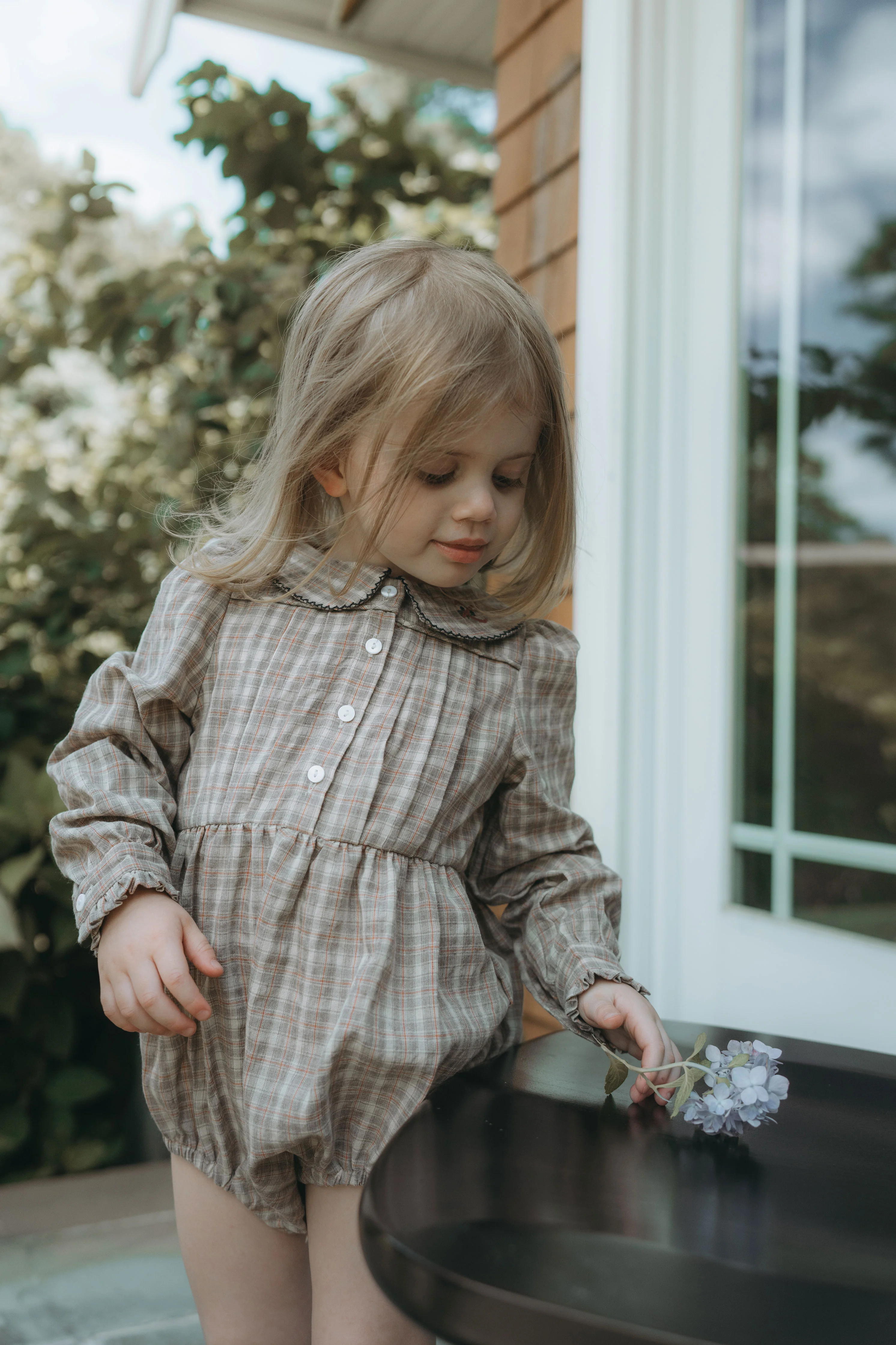 L by Ladida Taupe Plaid Romper - Image 3