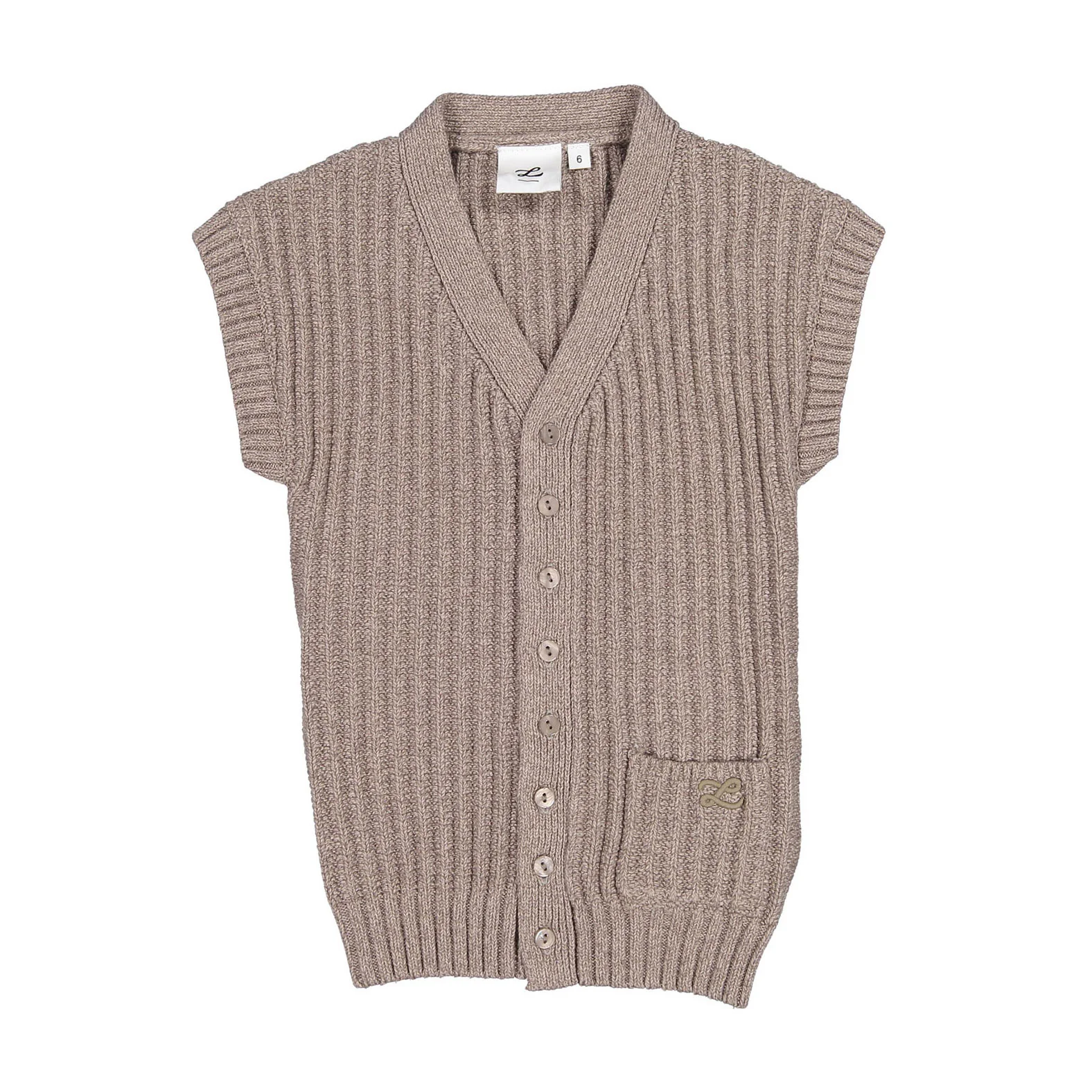 L by Ladida Taupe Ribbed Button Vest