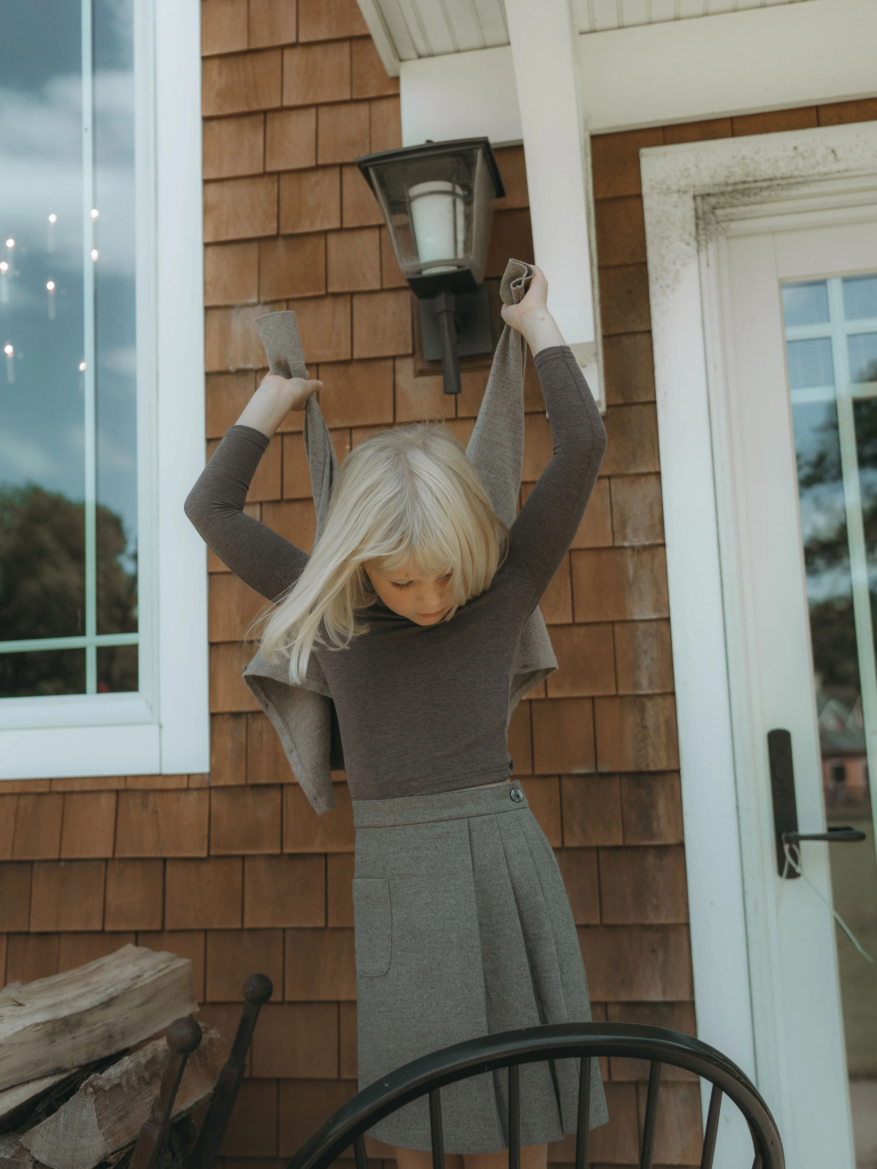 L by Ladida Taupe Wool Wap Pleated Skirt - Image 4