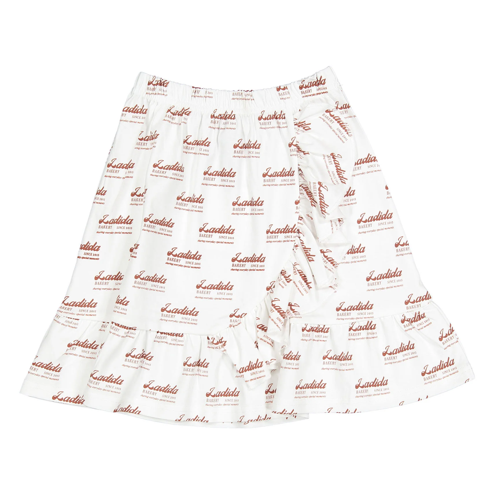 L by Ladida White Bakery Logo Print Skirt