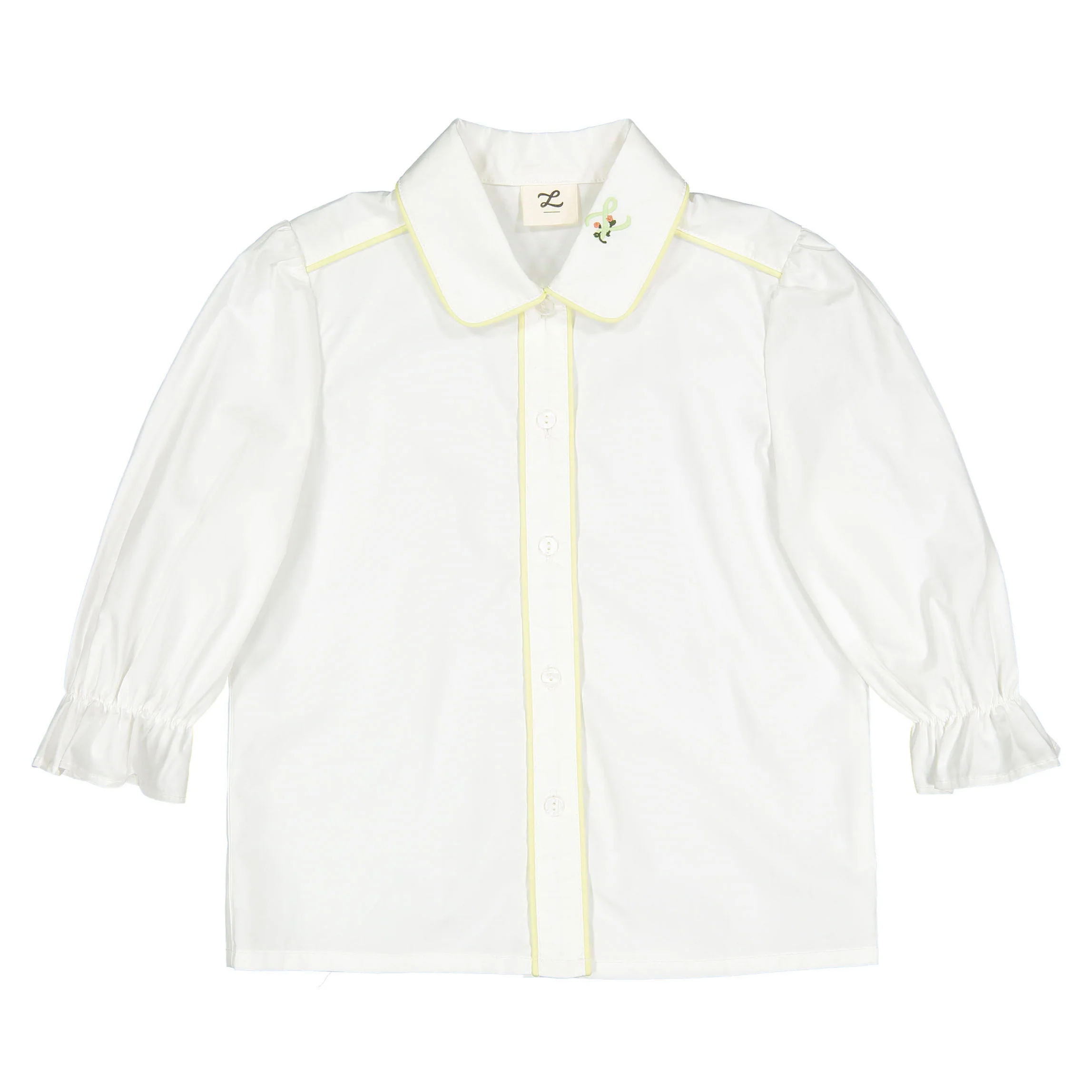 L by Ladida White Piping 3/4 Sleeve Blouse