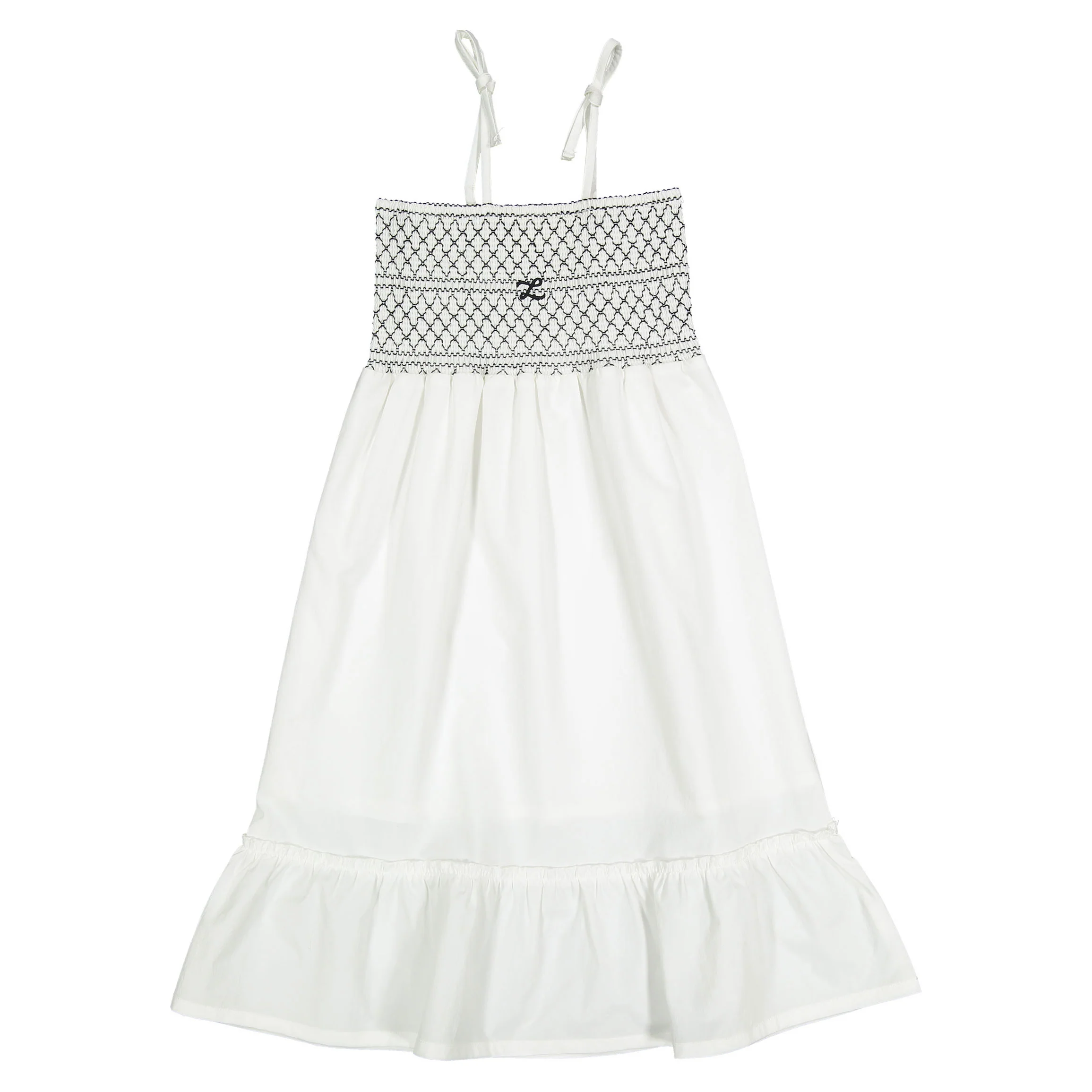 L by Ladida White Smocked Maxi Jumper