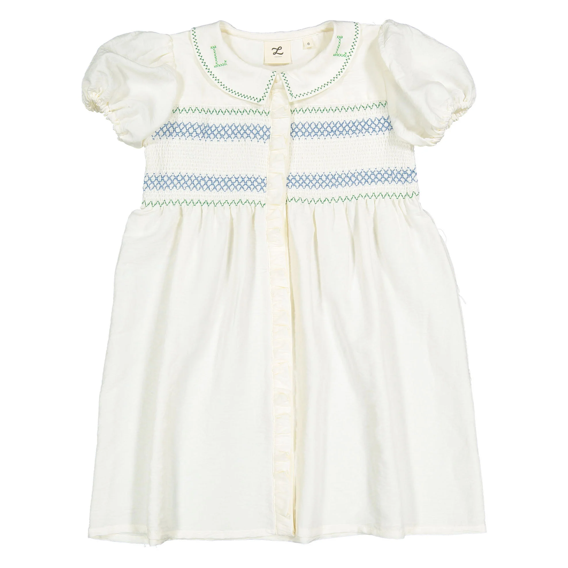 L by Ladida White Smocked Puff Sleeve Dress - Image 10