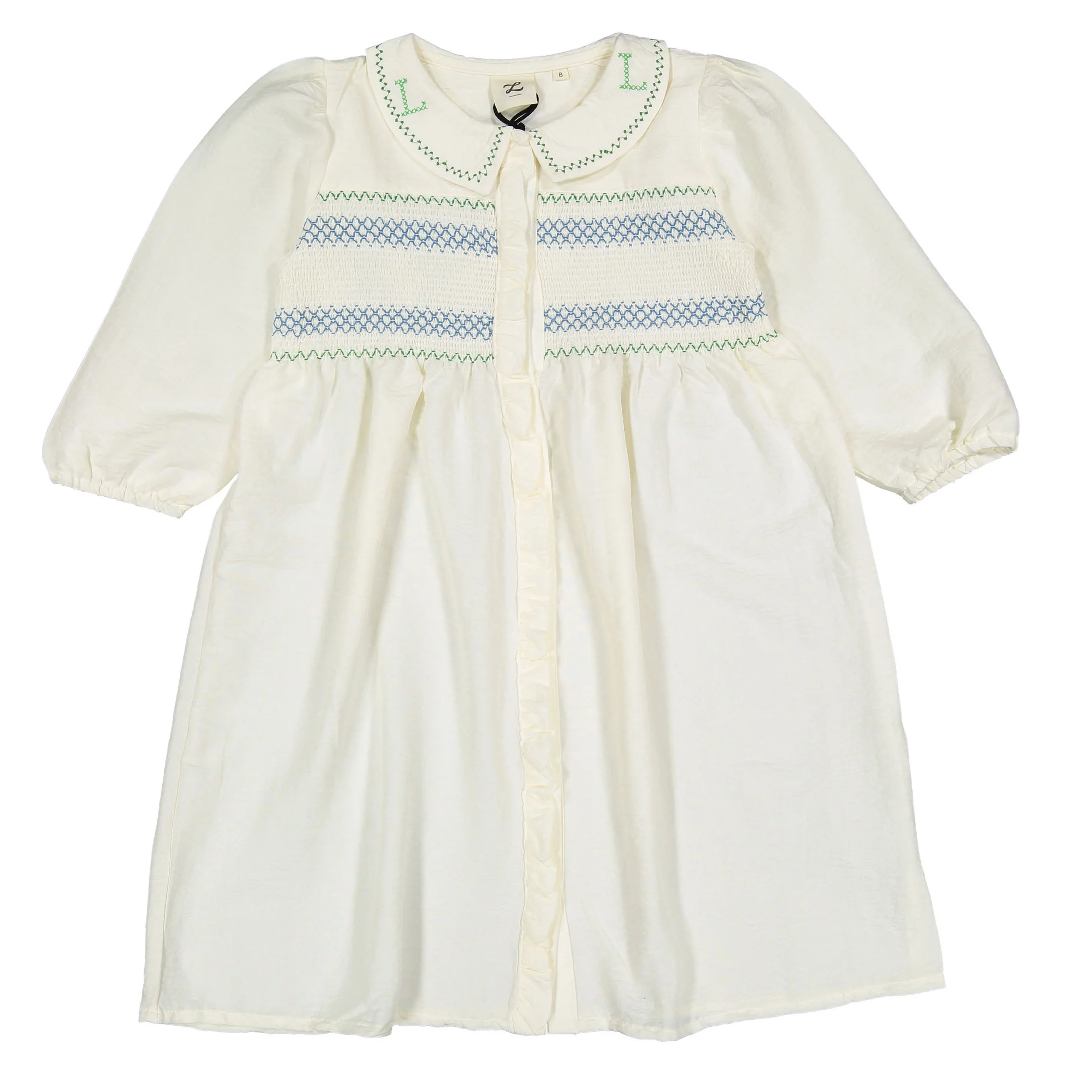 L by Ladida White Smocked Puff Sleeve Dress - Image 7
