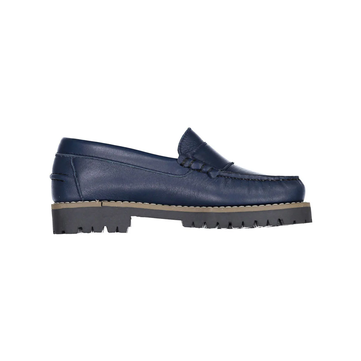 Ladida Shoes Blue Leather Chunky Loafer - Image 3