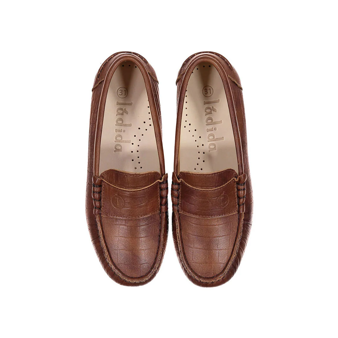 Ladida Shoes Brown Croc Leather Loafer