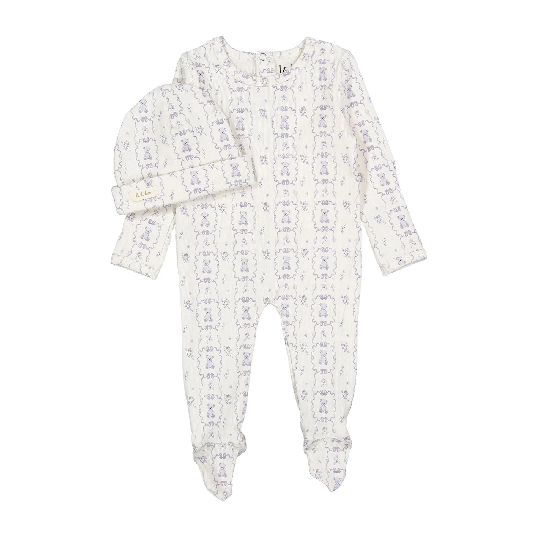 Ladida Layette Blue Teddy Romper + Hat