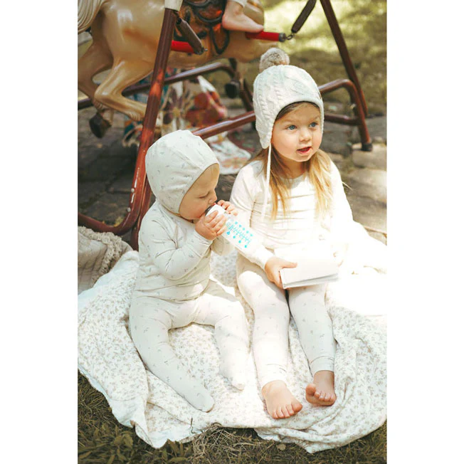 Ladida Layette Blue Tiny Bud Romper + Bonnet - Image 2