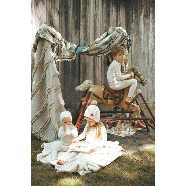 Ladida Layette Blue Tiny Bud Romper + Bonnet - Image 4