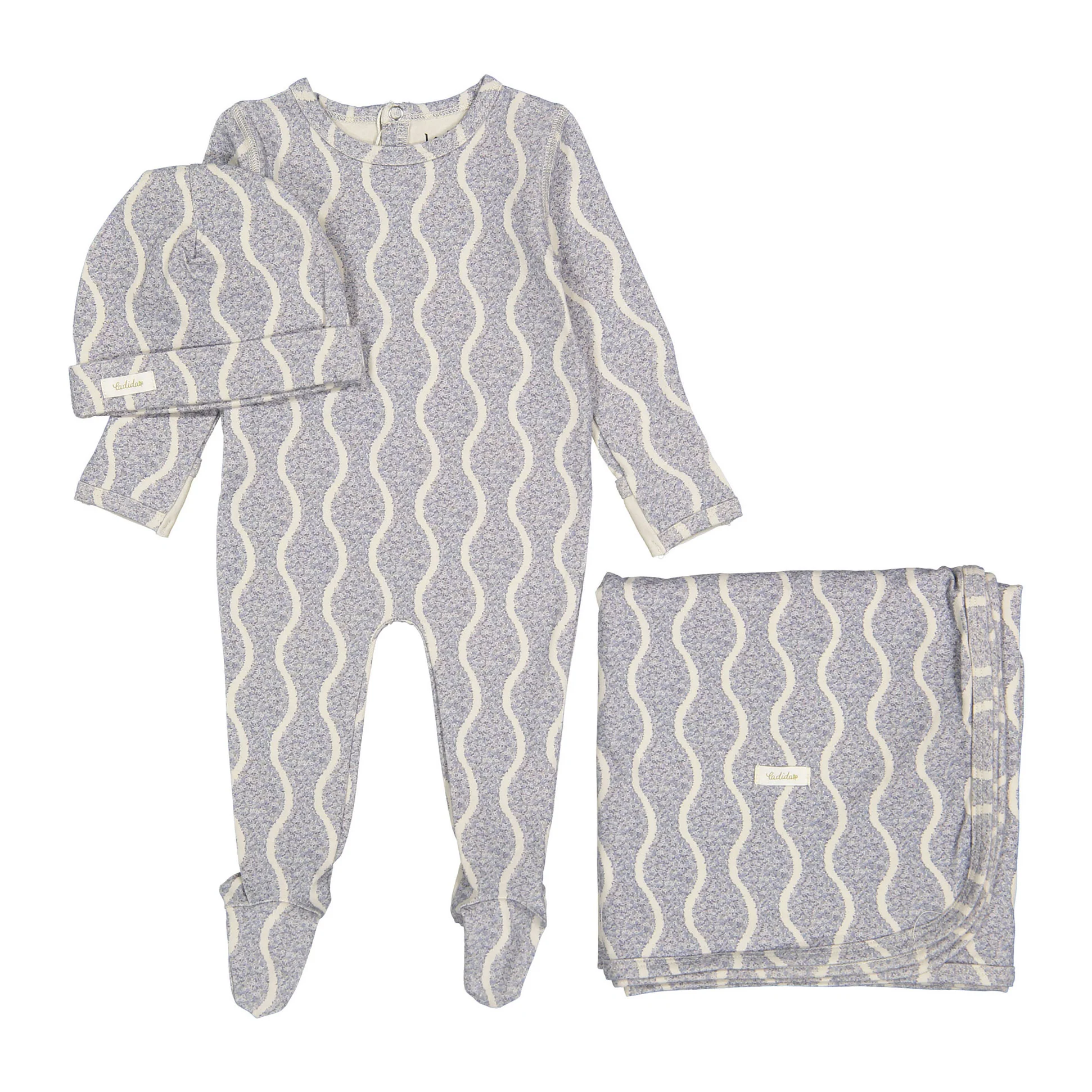 Ladida Layette Blue Wave Romper + Hat + Blanket