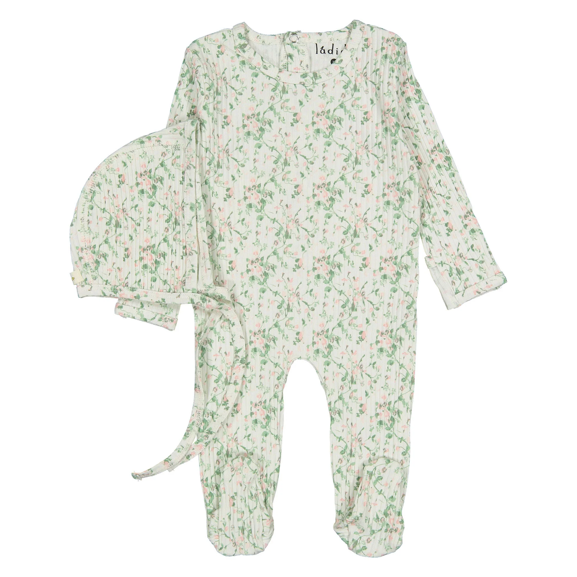 Ladida Layette Blush Bellflower Footie+ Bonnet