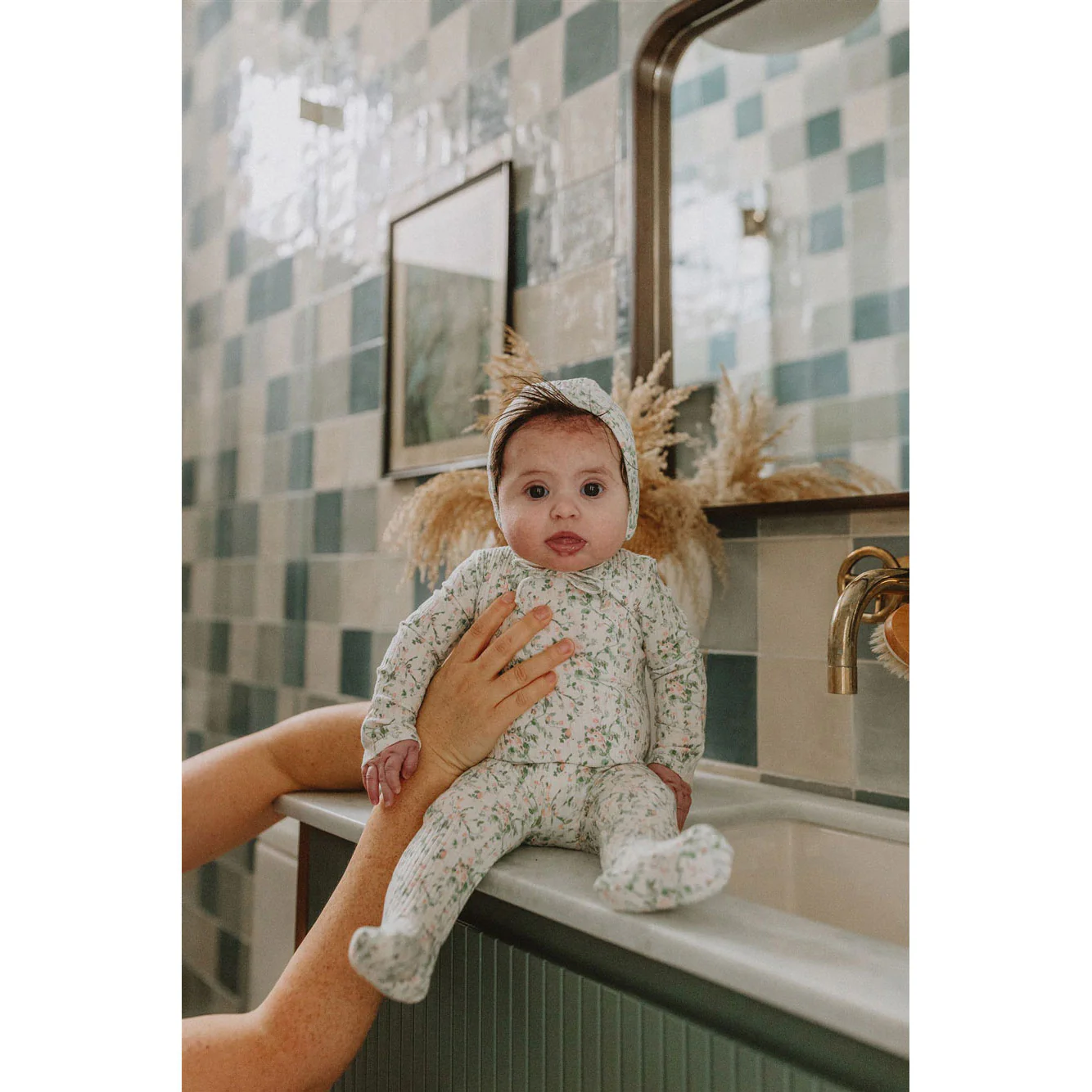 Ladida Layette Blush Bellflower Footie+ Bonnet - Image 2