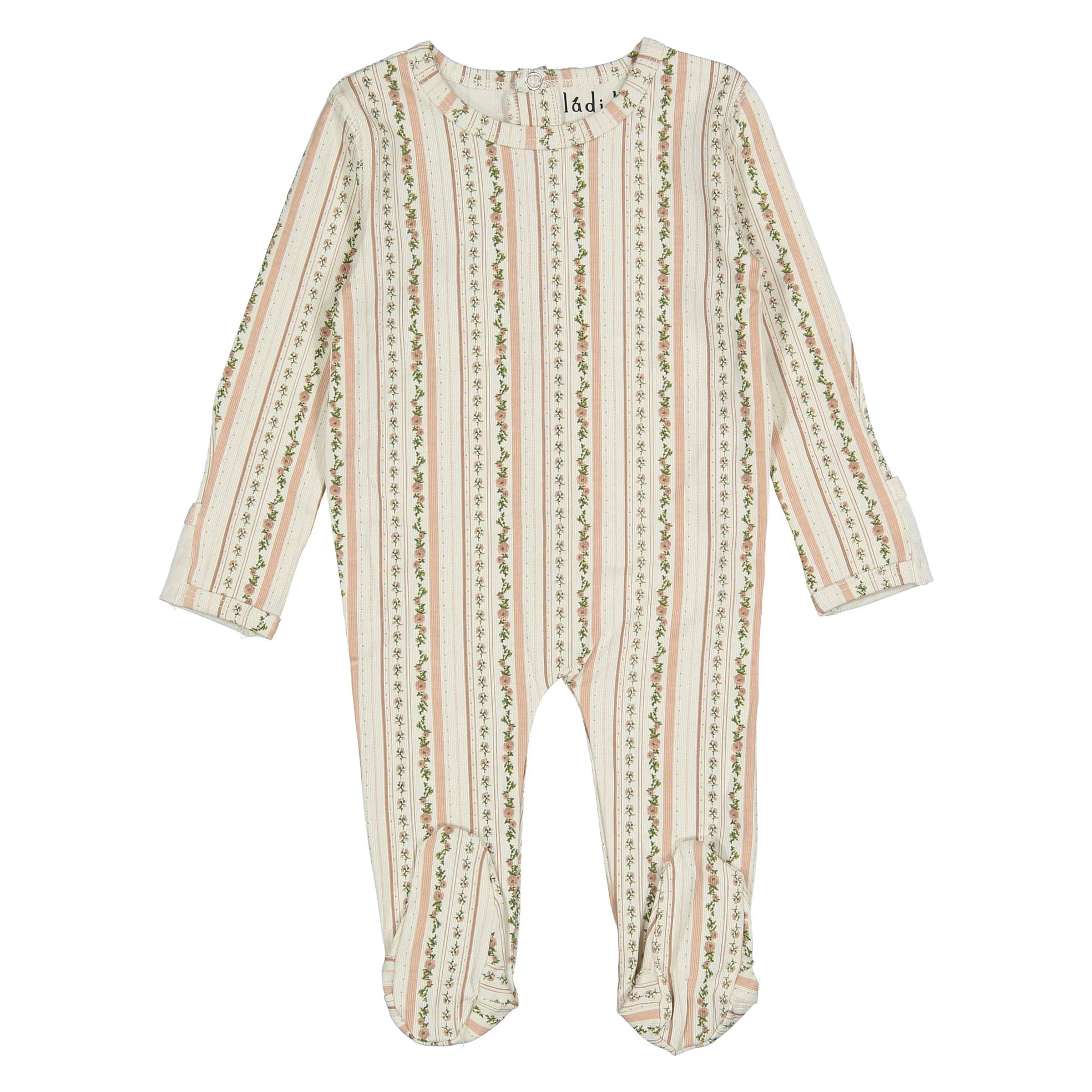 Ladida Layette Blush Blooming Stripe Footie