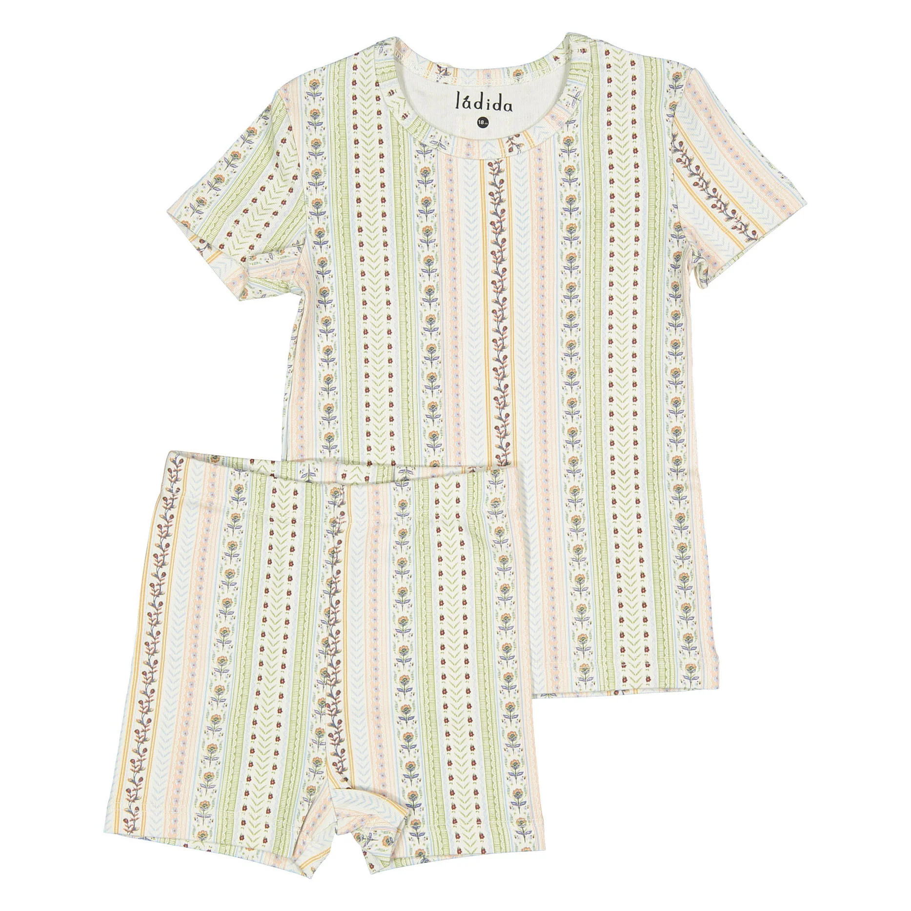 Ladida Layette Demask Stripe Tee+ Shorts Set