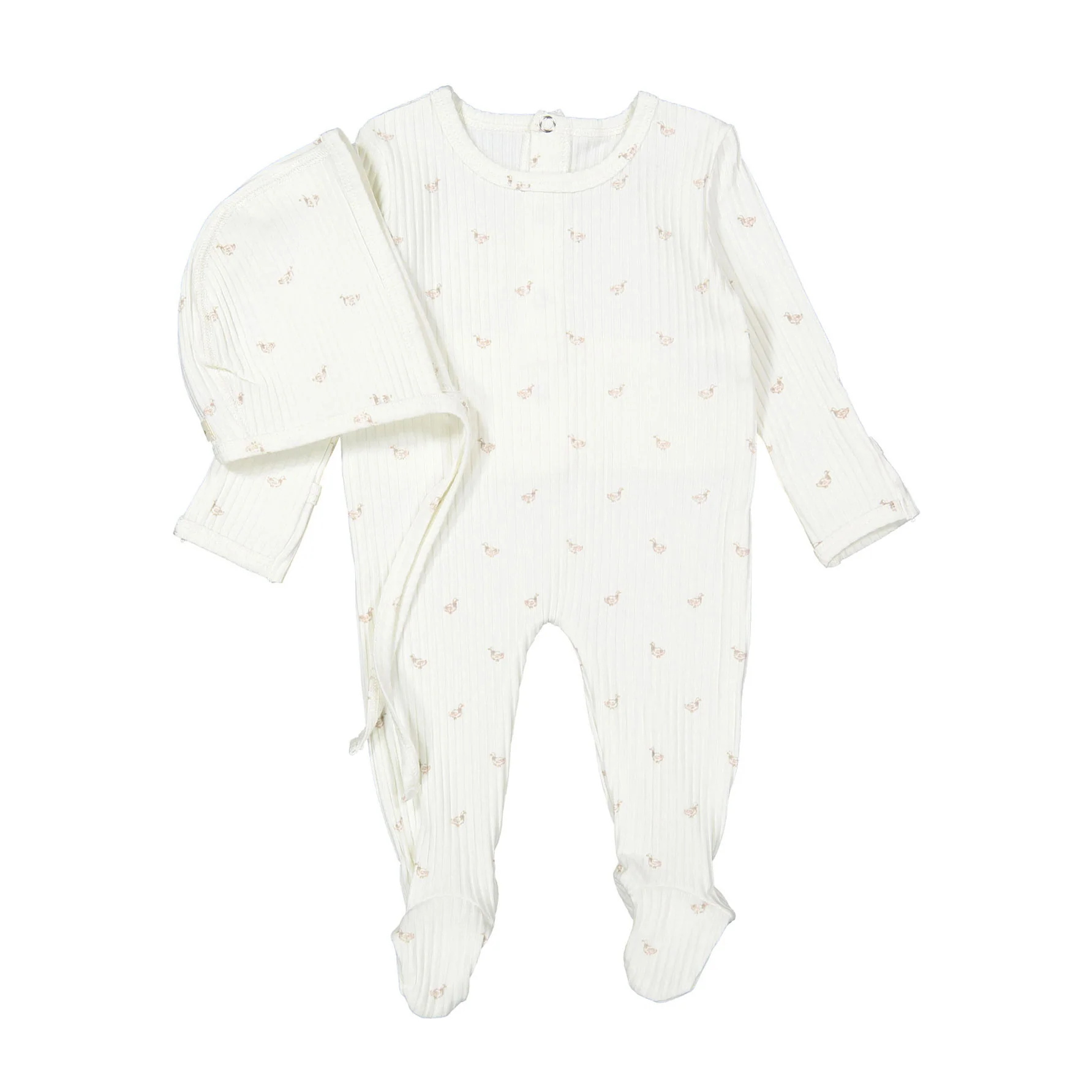 Ladida Layette Pink Duckling Romper + Bonnet