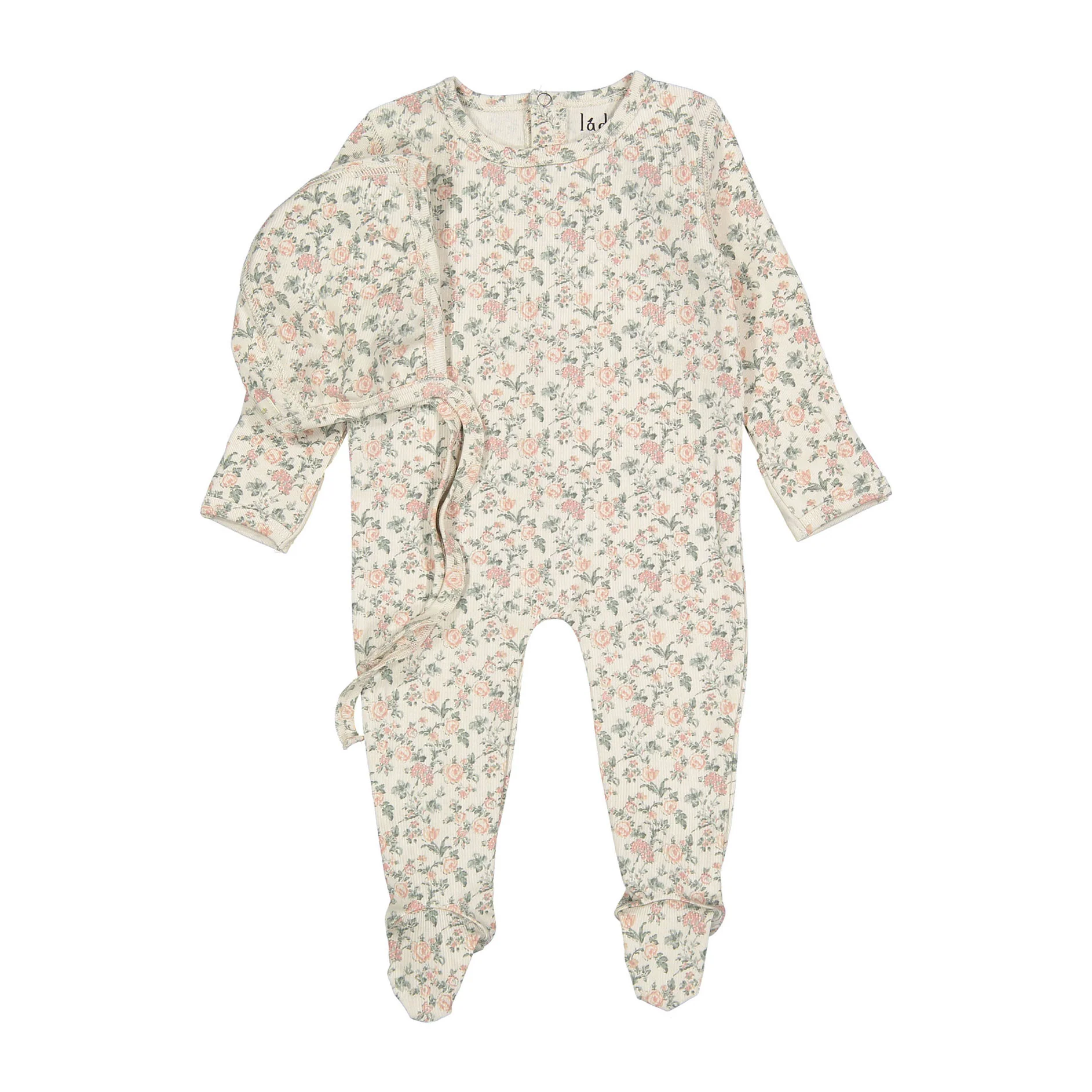 Ladida Layette Pink Garden Romper + Bonnet