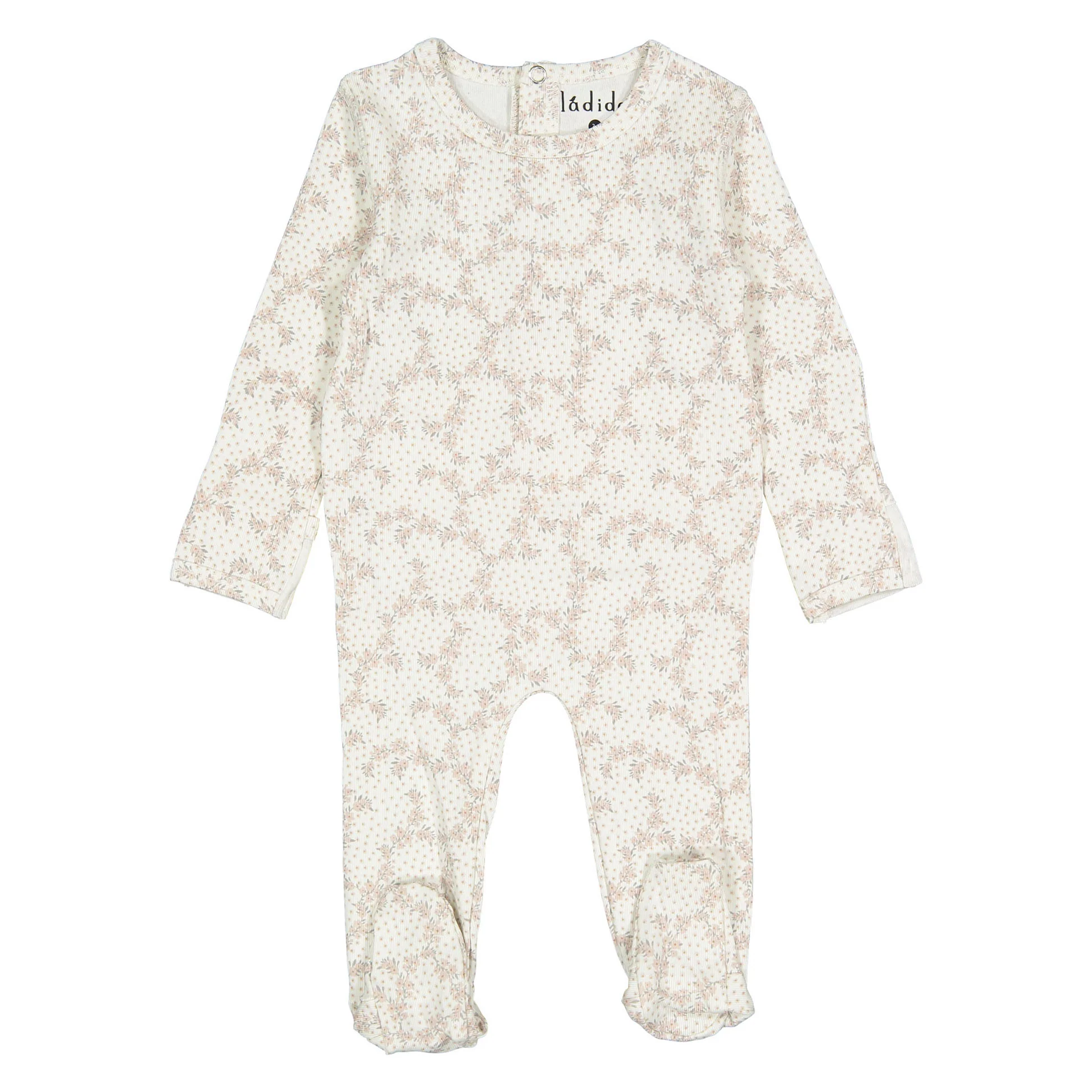 Ladida Layette Pink Vintage Vine Footie