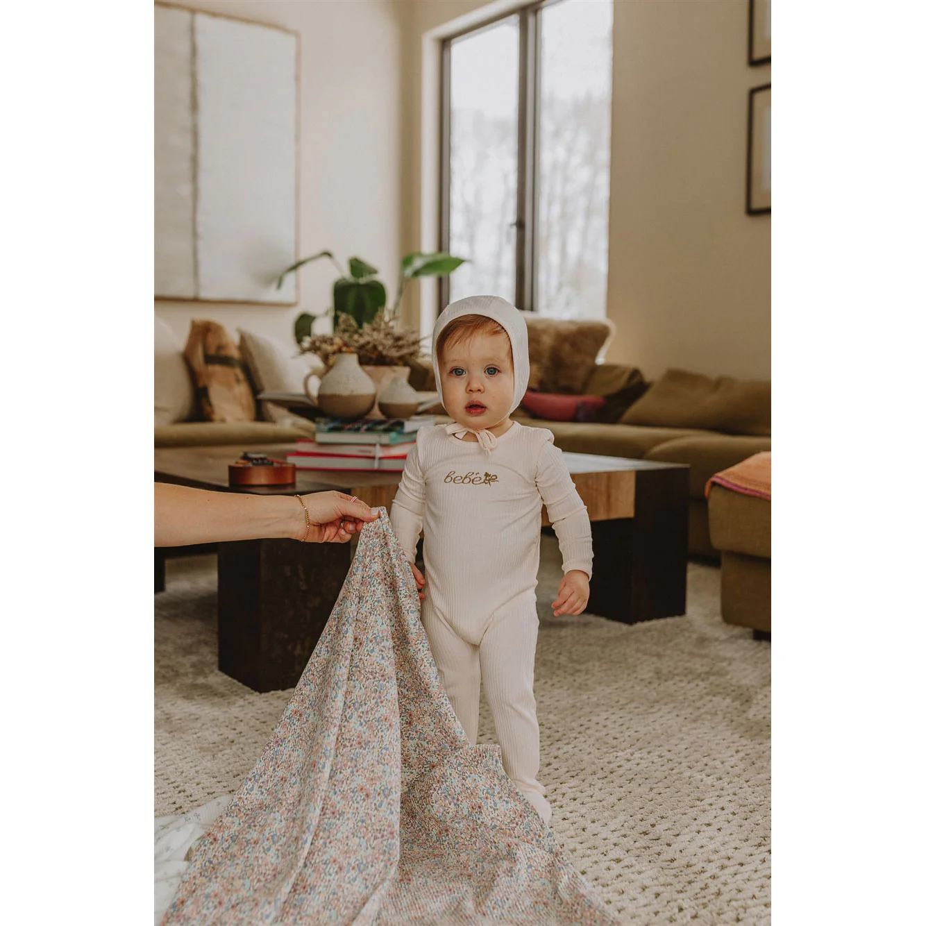 Ladida Layette Rose Bebe Footie+ Bonnet+ Blanket - Image 4