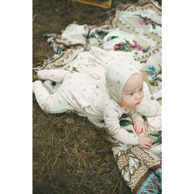 Ladida Layette Rose Grid Romper - Image 2
